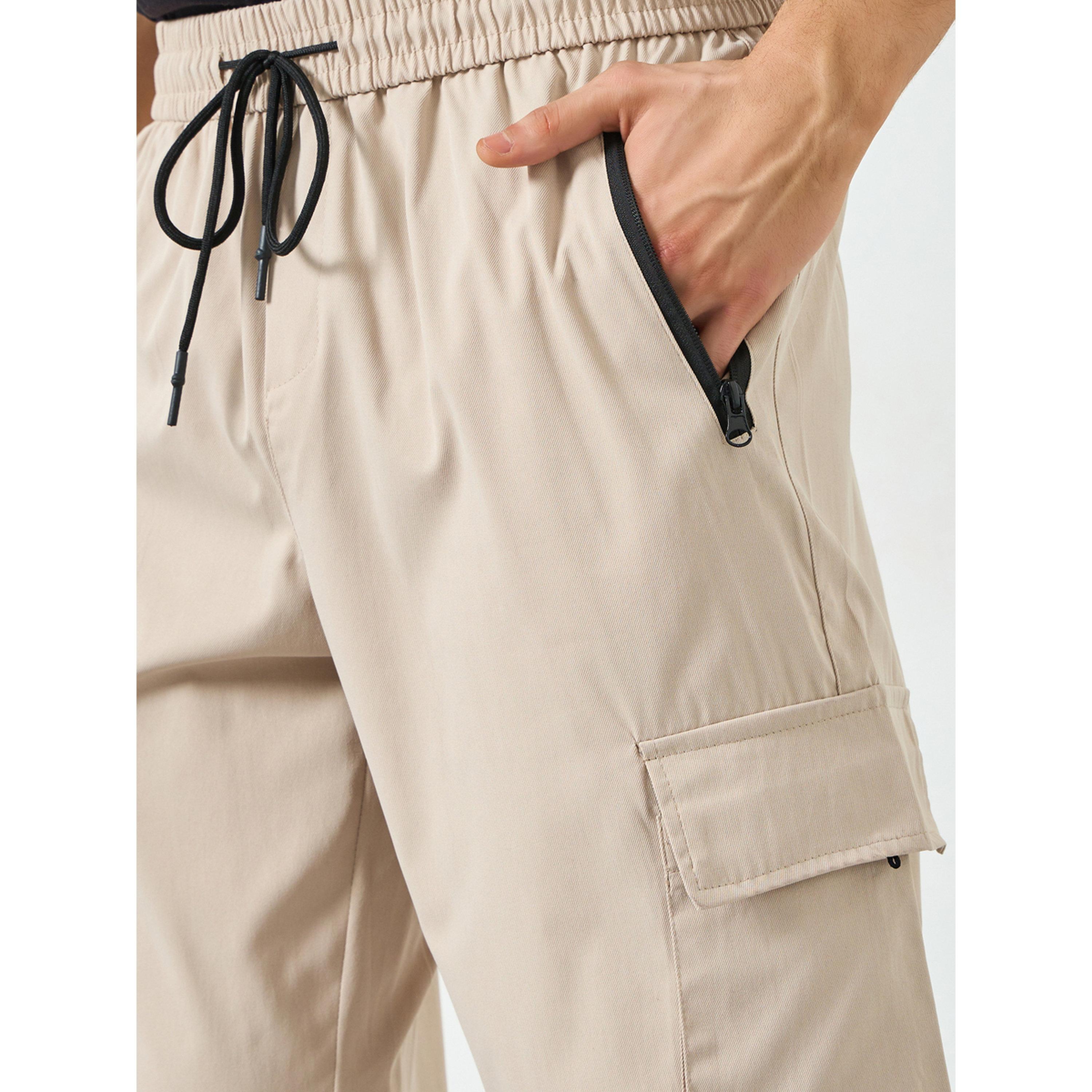 Take Two Men Beige Capri Cargo Shorts with Drawstring-men-clothing-bottoms-shorts-image-3