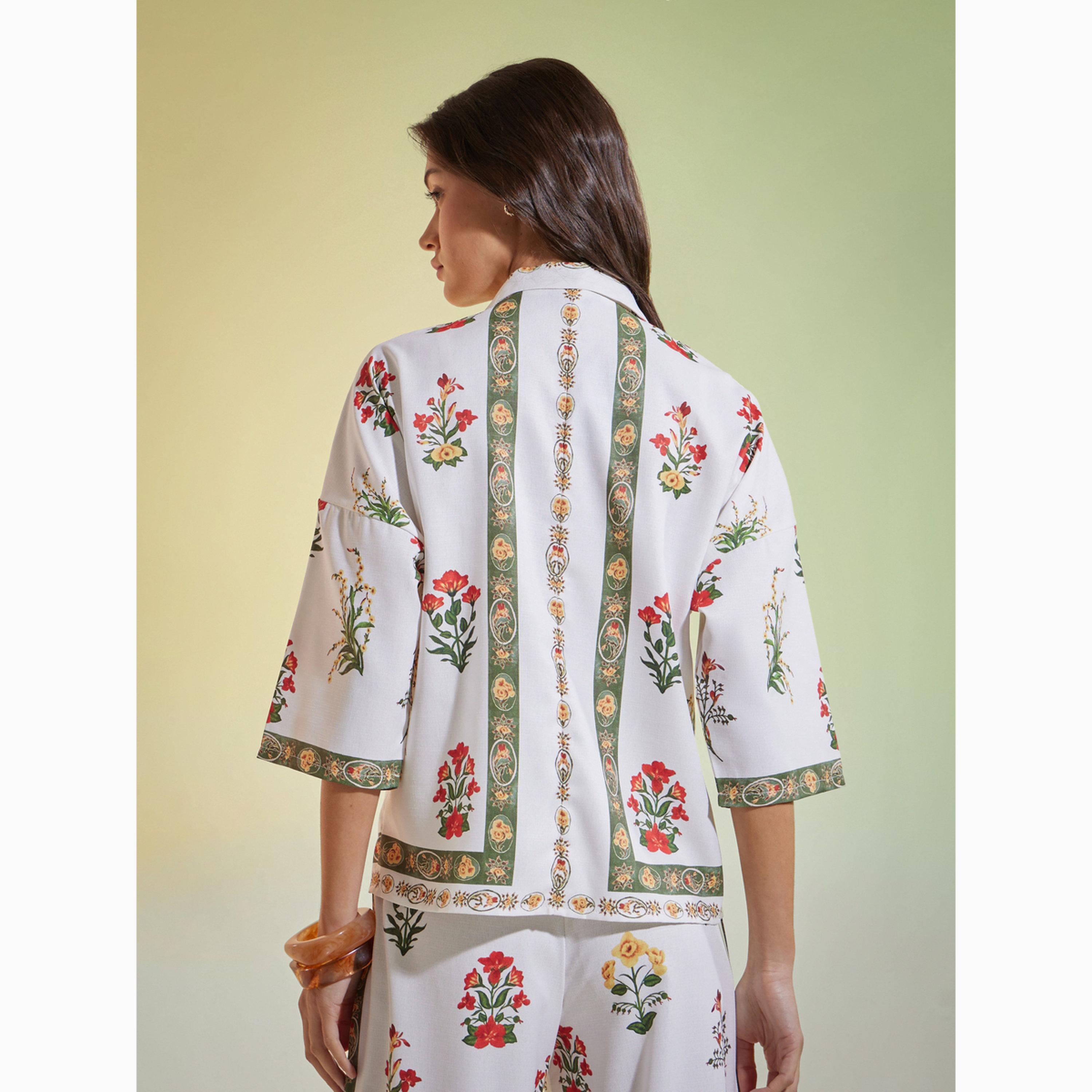 بلوزة بأكمام 3/4 ونقشة زهور أوف وايت-women-clothing-shirtsandblouses-shirts-image-4