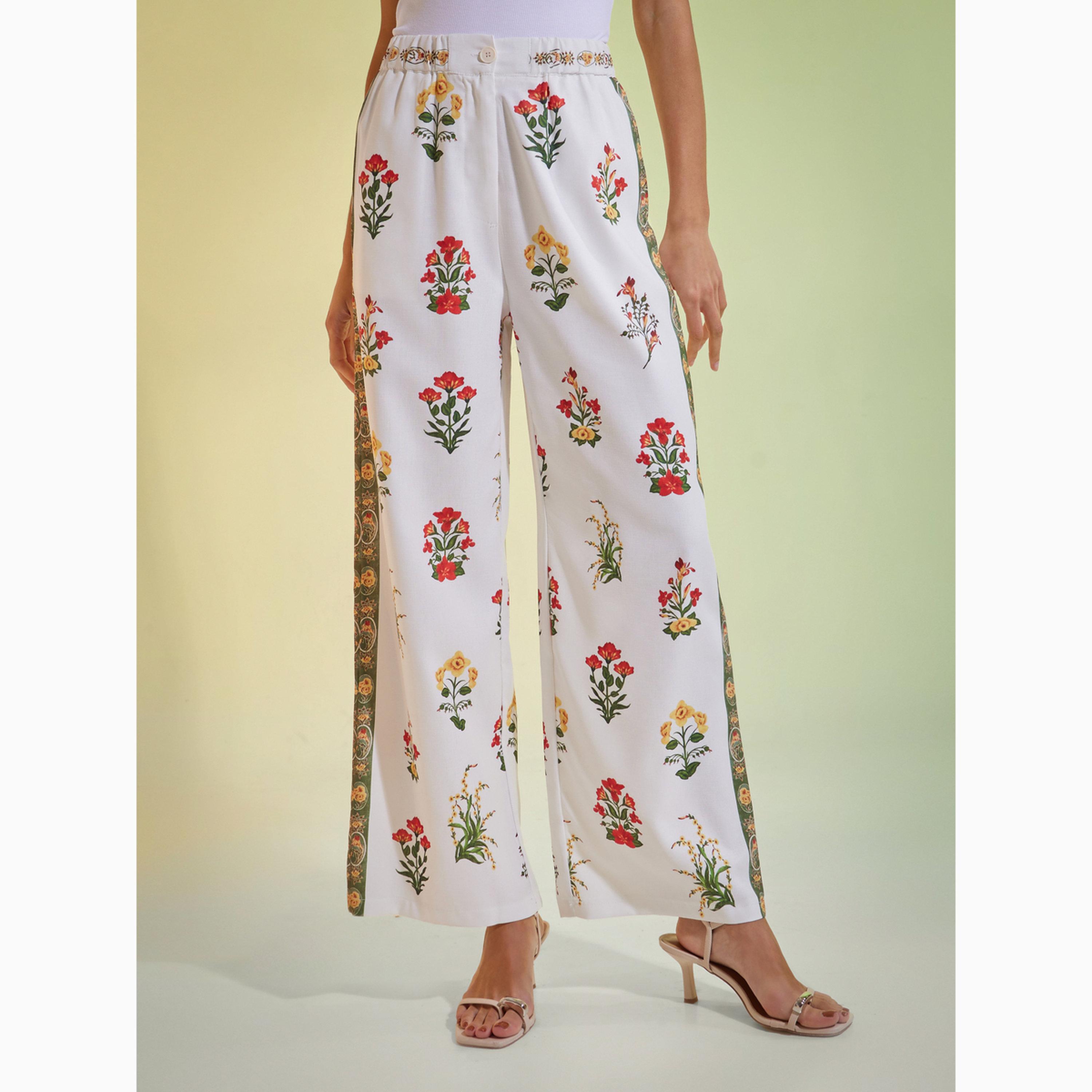 Styli Off White Floral Print Wide Leg Pants-women-clothing-bottoms-joggers-image-1