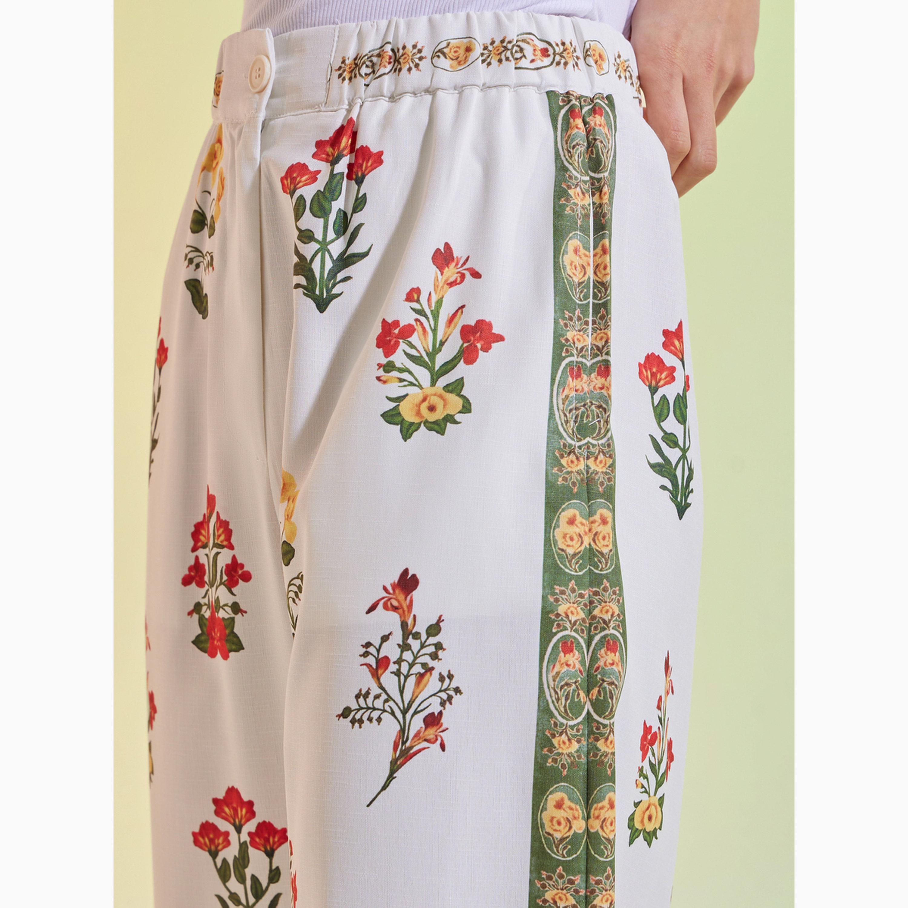 بنطال بأرجل واسعة ونقشة زهور أوف وايت-women-clothing-bottoms-joggers-image-3