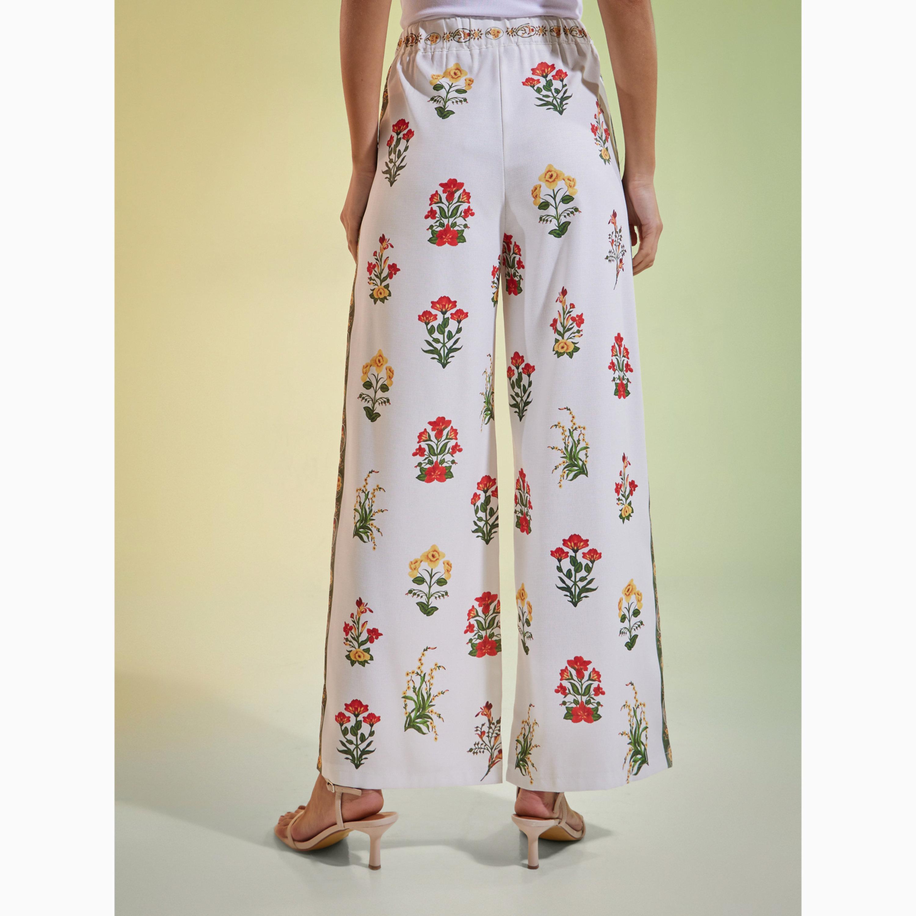 بنطال بأرجل واسعة ونقشة زهور أوف وايت-women-clothing-bottoms-joggers-image-4