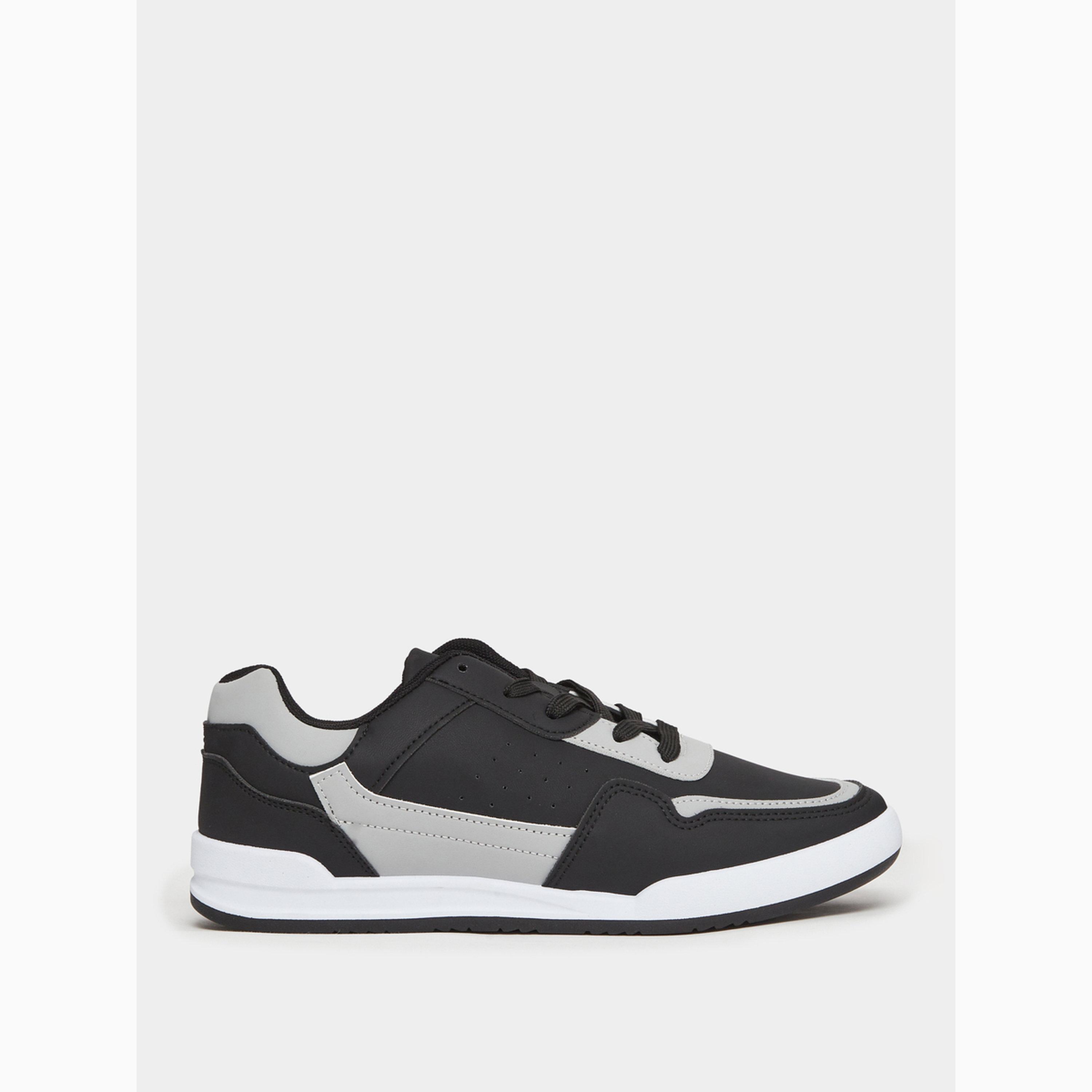 Styli Men Black Color Block Lace-Up Sneakers-men-shoes-sneakers-image-2