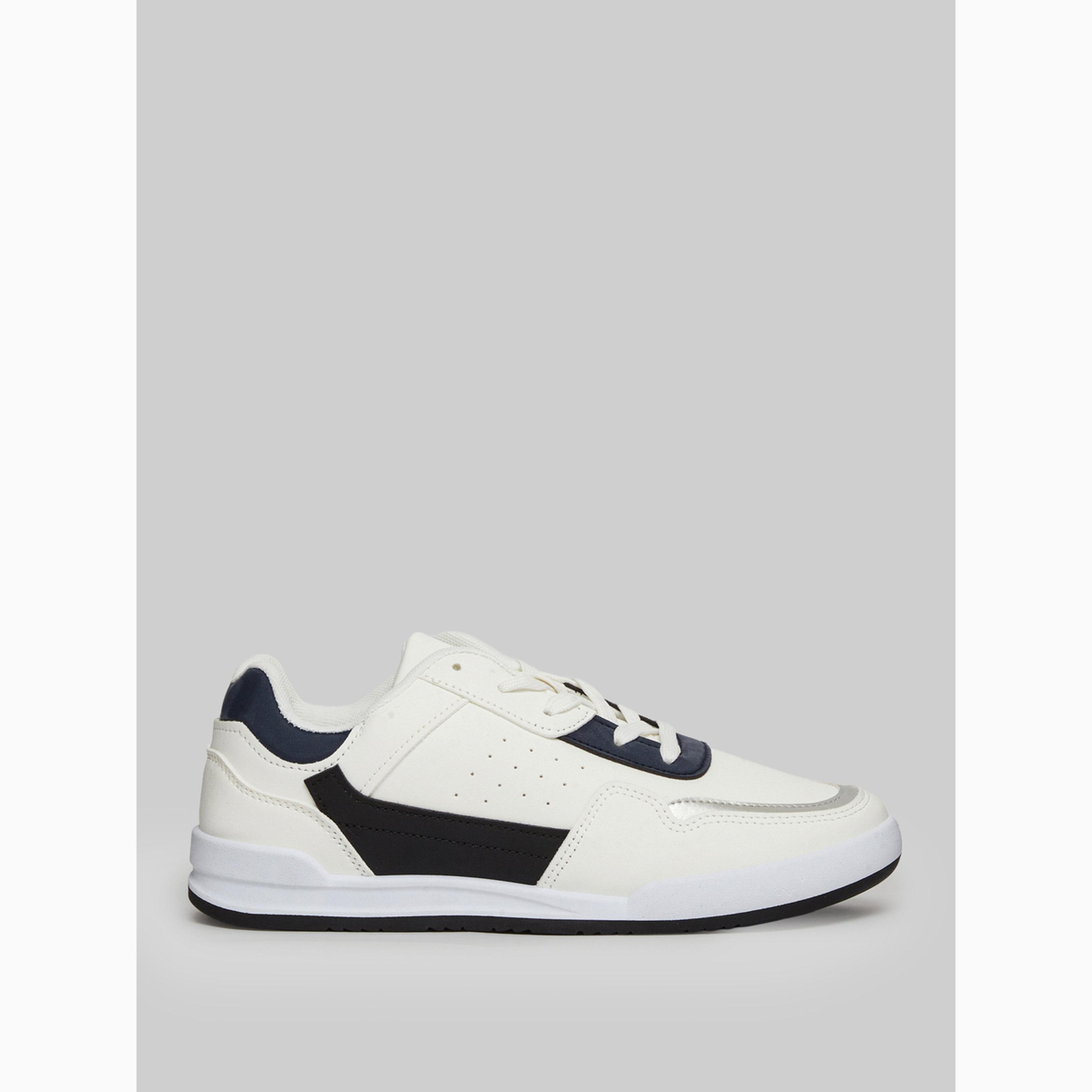 Styli Men White Color Block Lace-Up Sneakers-men-shoes-sneakers-image-2