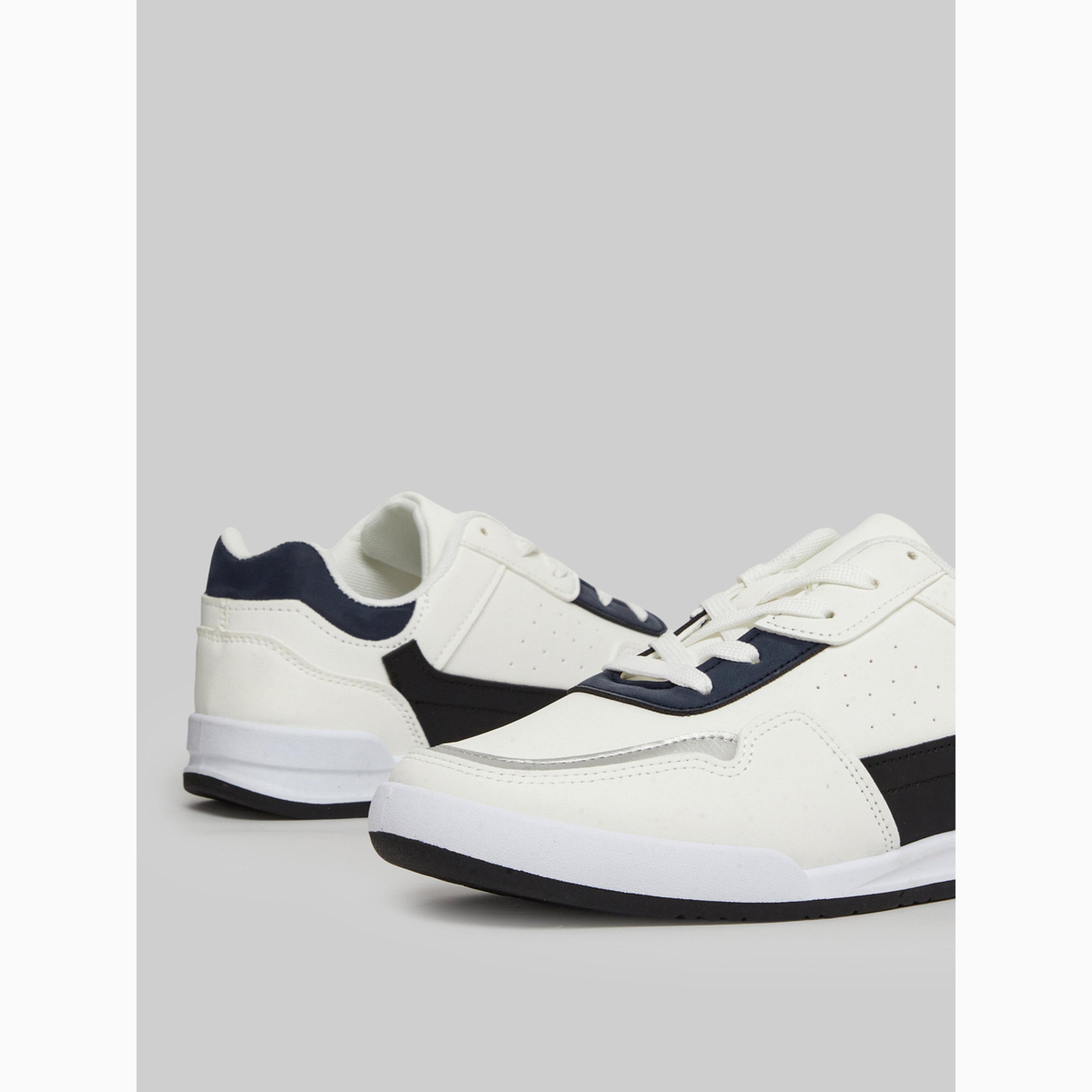 Styli Men White Color Block Lace-Up Sneakers-men-shoes-sneakers-image-4
