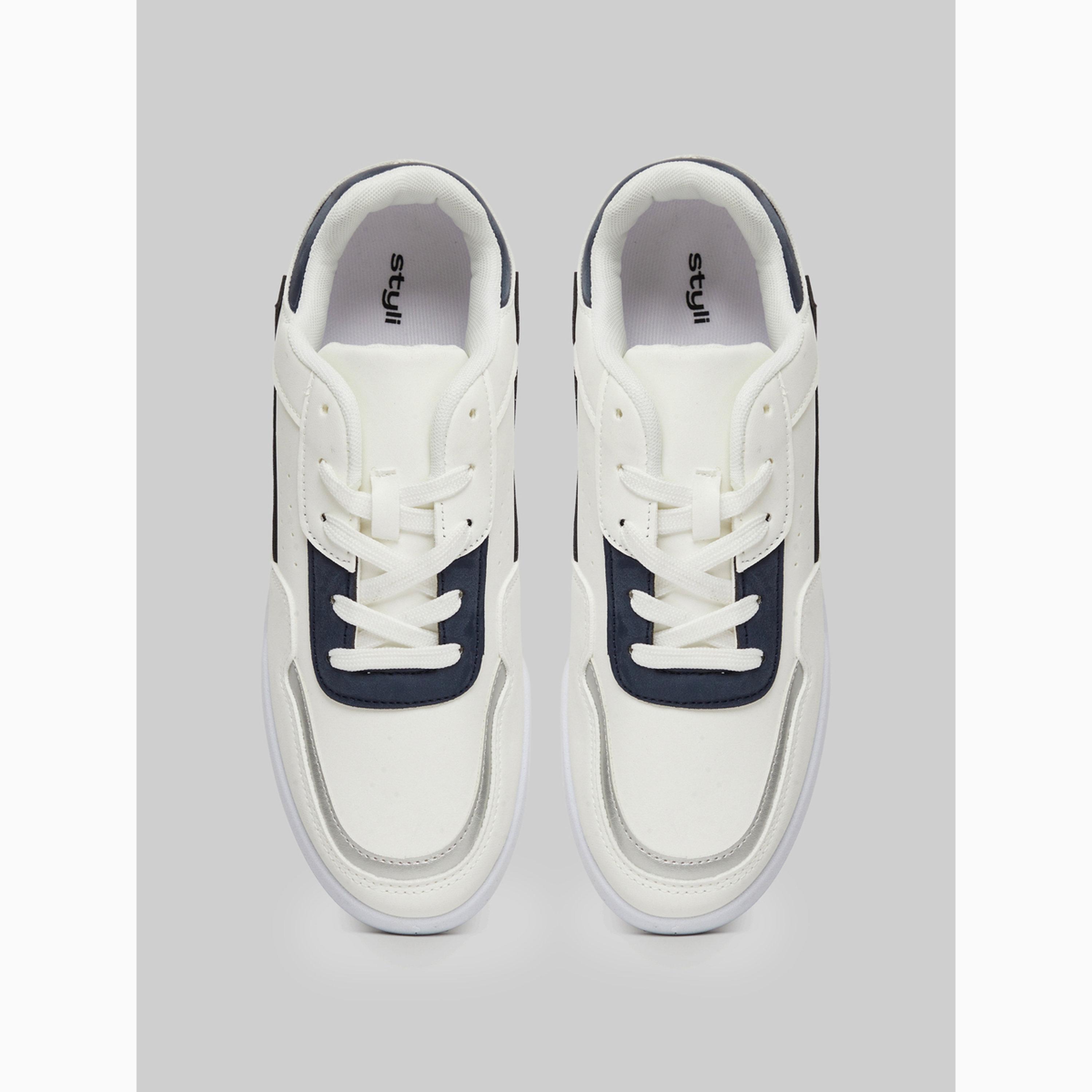 Styli Men White Color Block Lace-Up Sneakers-men-shoes-sneakers-image-5