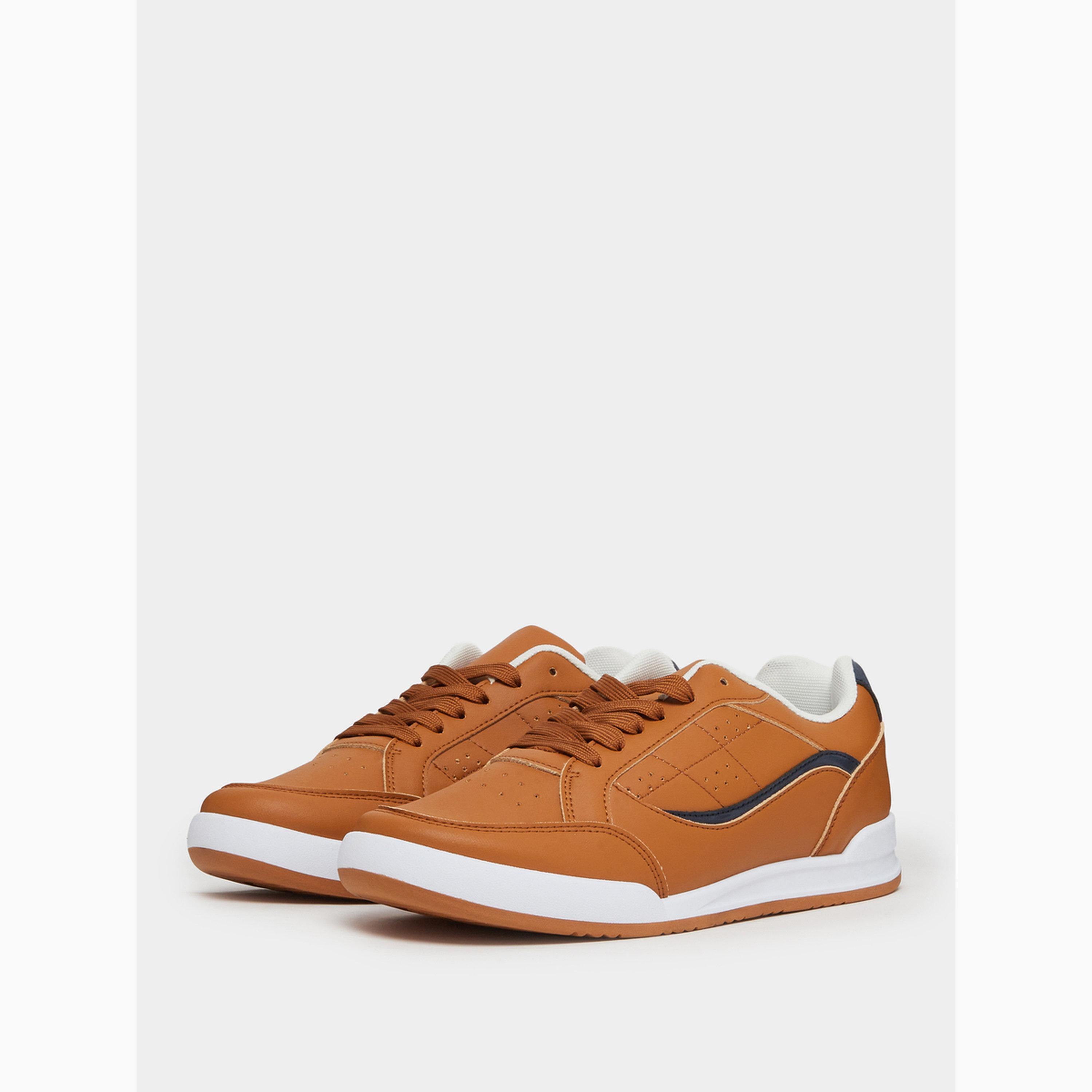Styli Men Brown Panelled Lace-Up Sneakers-men-shoes-sneakers-image-1