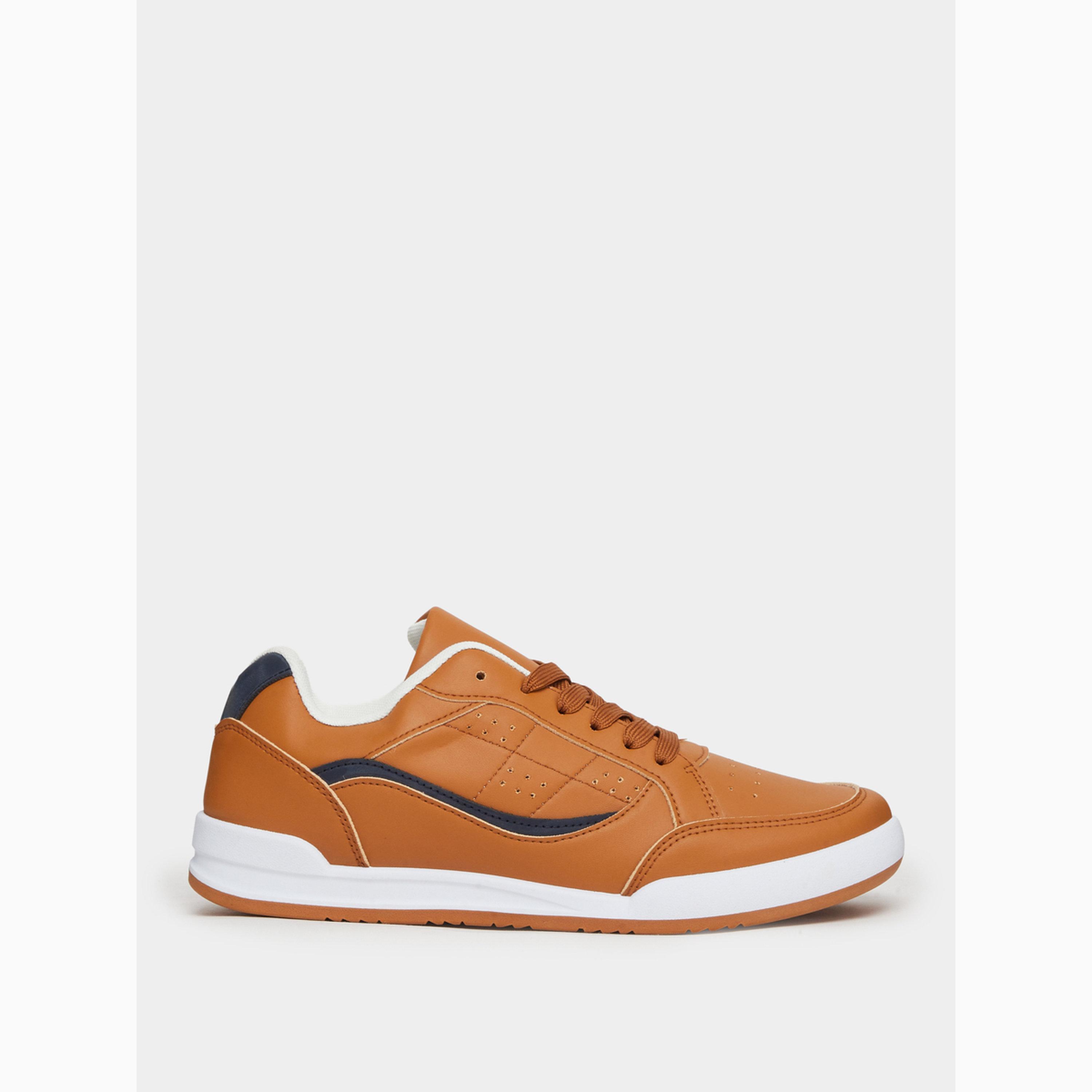 Styli Men Brown Panelled Lace-Up Sneakers-men-shoes-sneakers-image-2
