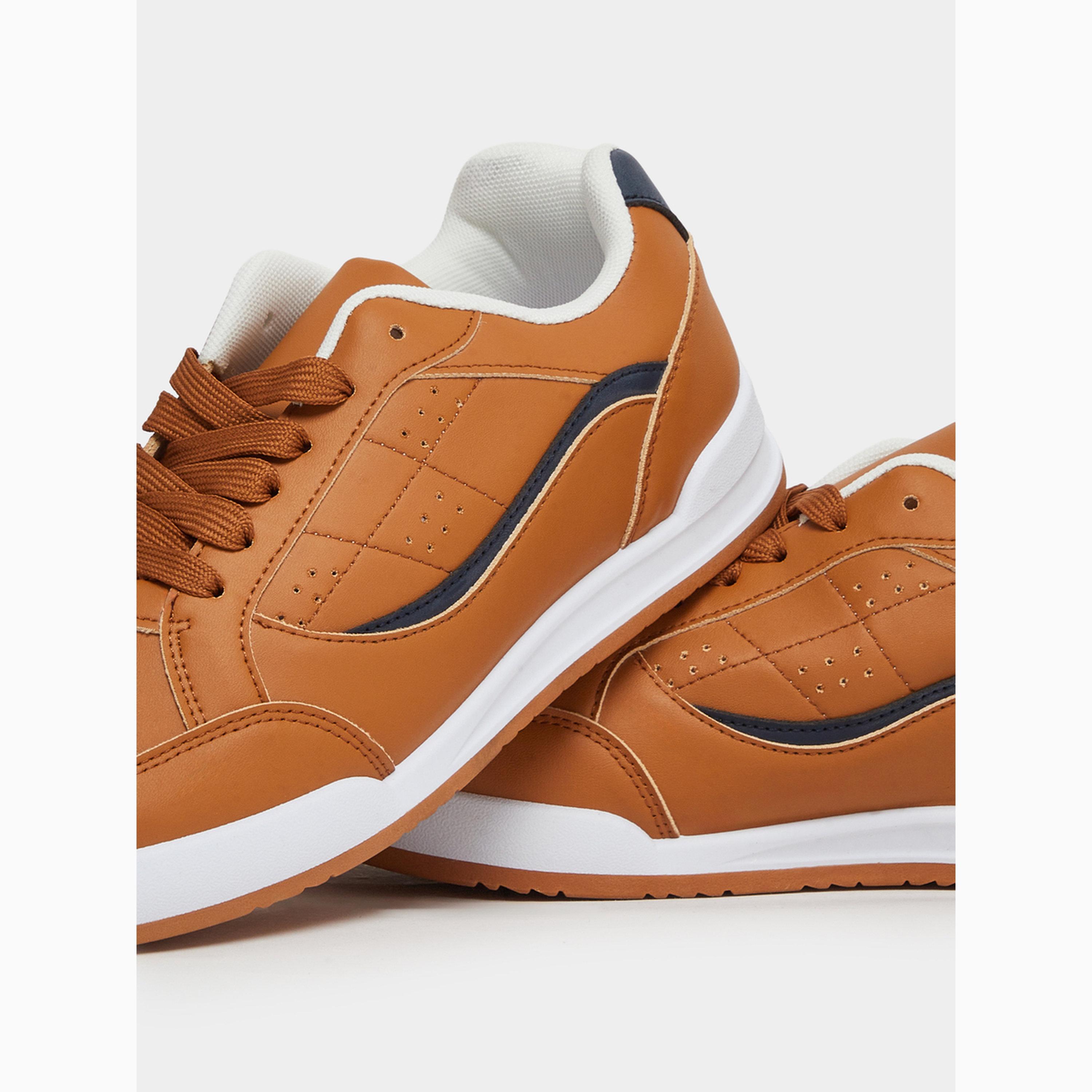 Styli Men Brown Panelled Lace-Up Sneakers-men-shoes-sneakers-image-3
