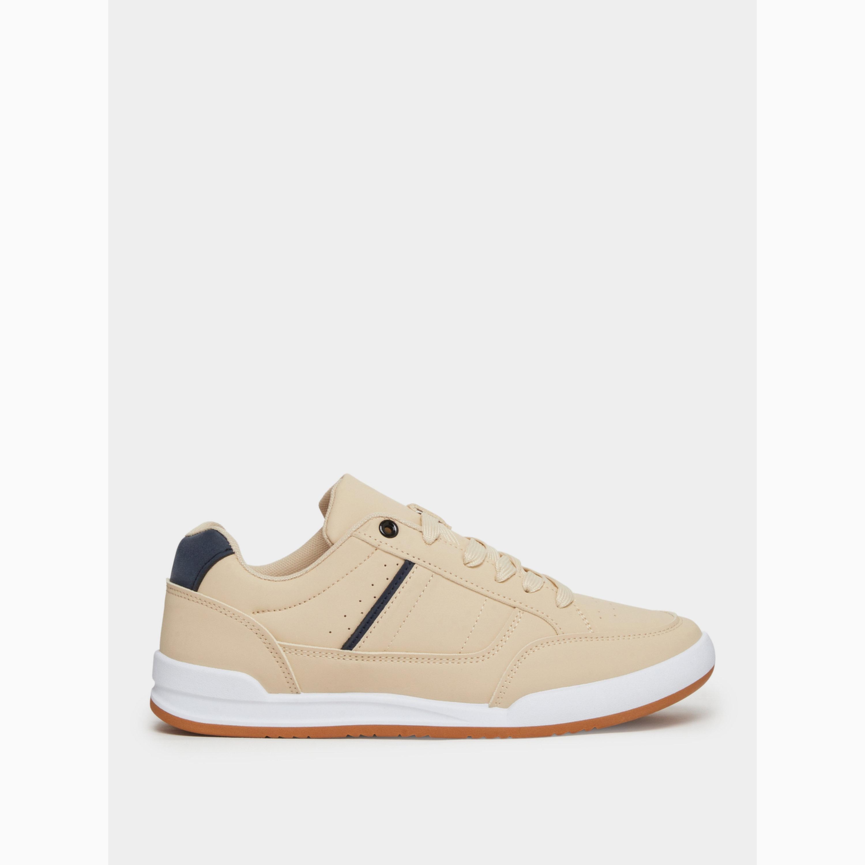 Styli Men Beige Panelled Lace-Up Sneakers-men-shoes-sneakers-image-2
