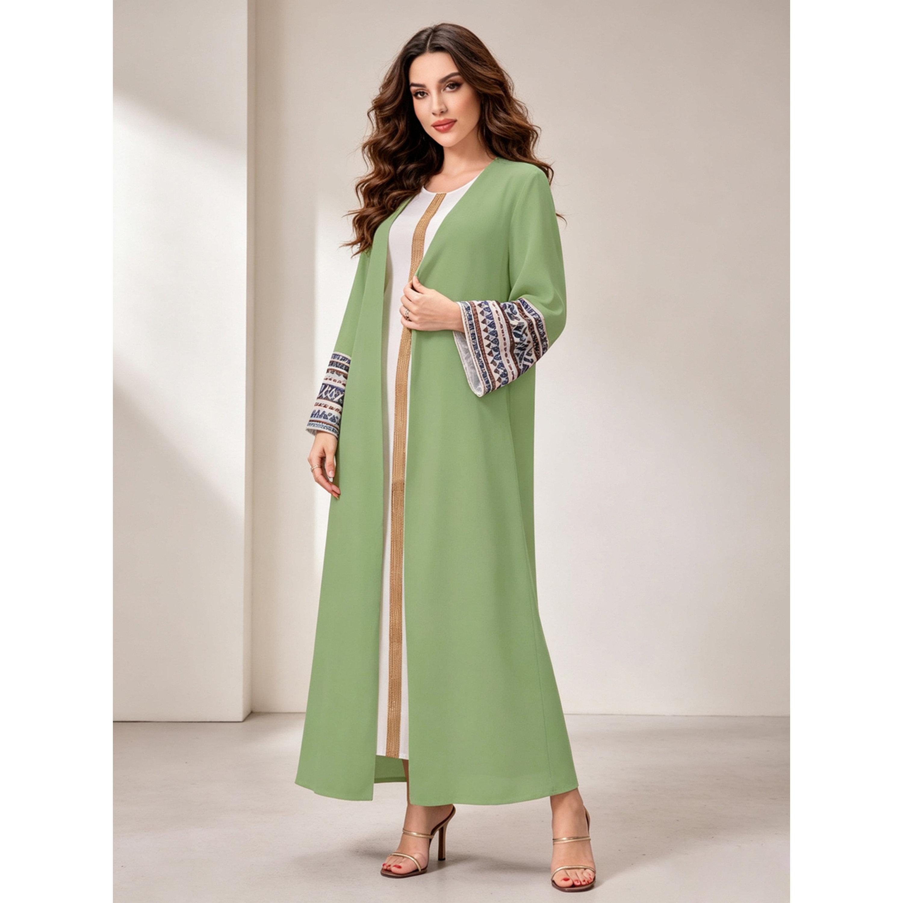 Take Two Green Graphic Print Maxi Jalabiya-women-arabicclothing-jalabiyas-image-1