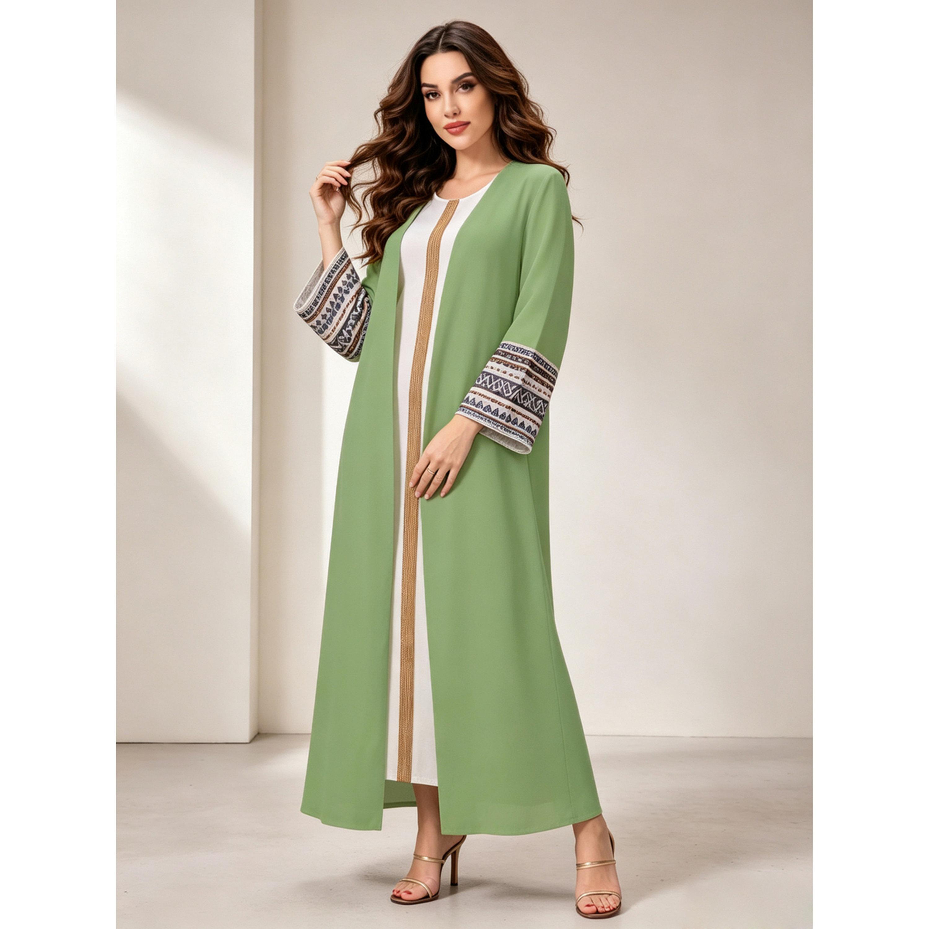 Take Two Green Graphic Print Maxi Jalabiya-women-arabicclothing-jalabiyas-image-2
