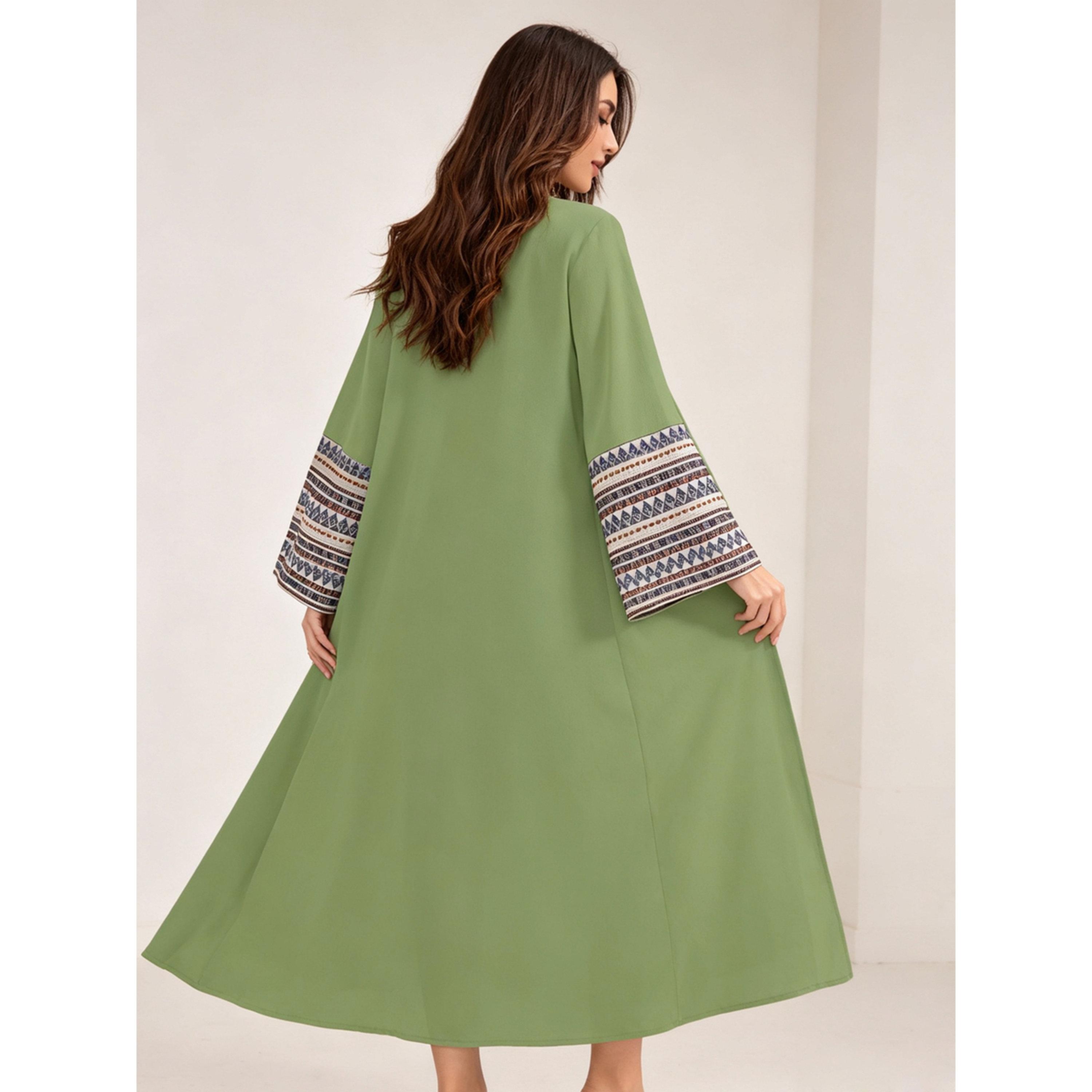 Take Two Green Graphic Print Maxi Jalabiya-women-arabicclothing-jalabiyas-image-4