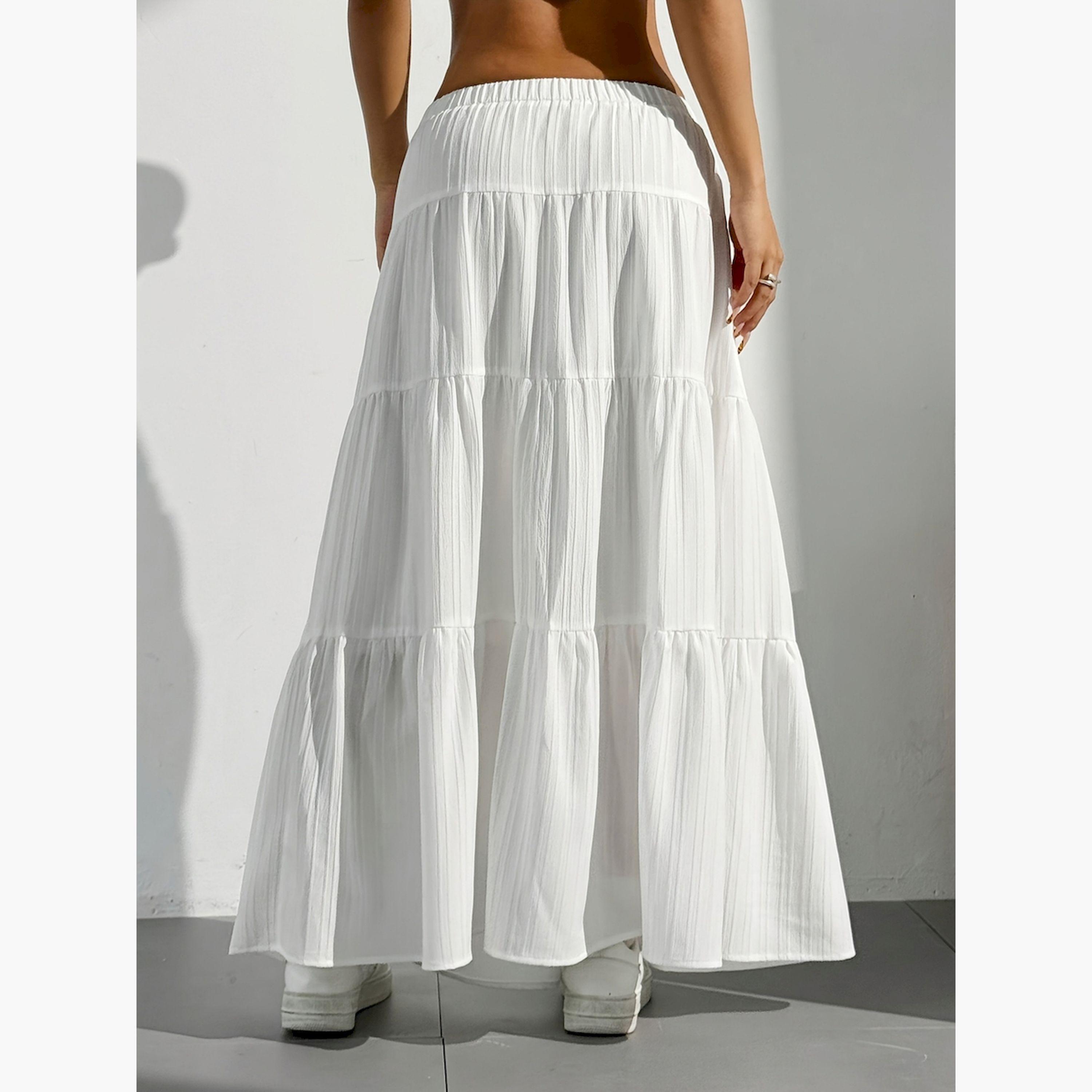 Take Two White Texture Low Rise Tiered Maxi Skirt-women-clothing-bottoms-skirts-image-4