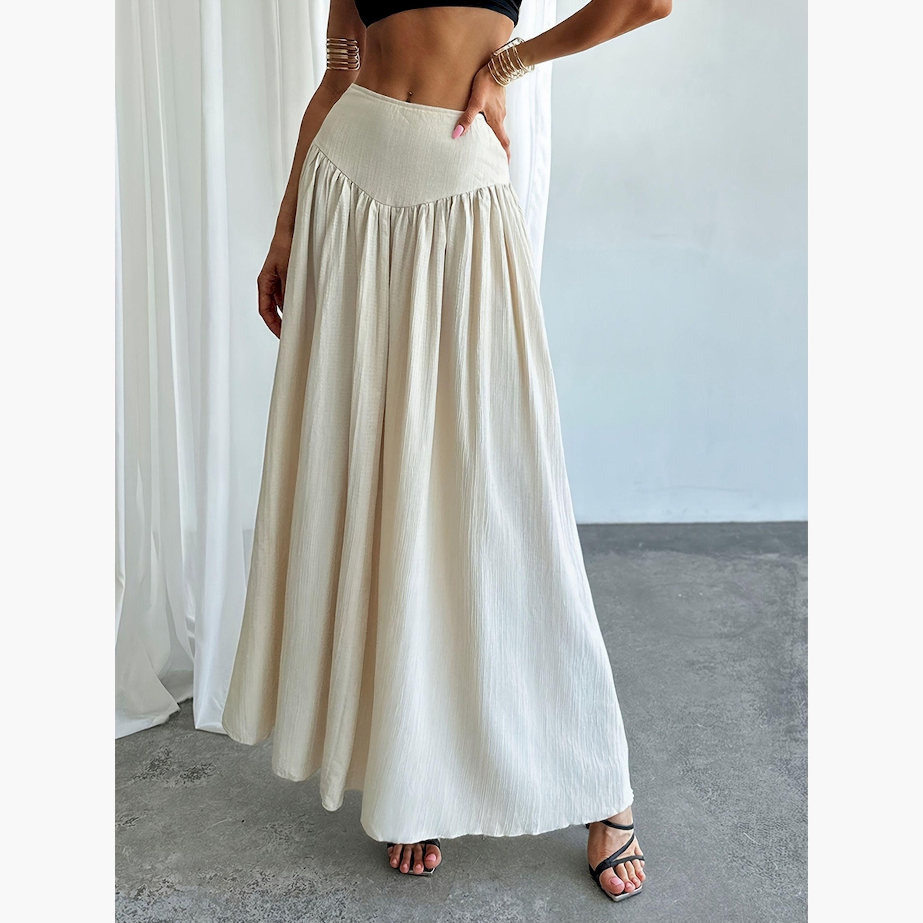 Take Two White Mid Rise A-Line Maxi Skirt-women-clothing-bottoms-skirts-image-1