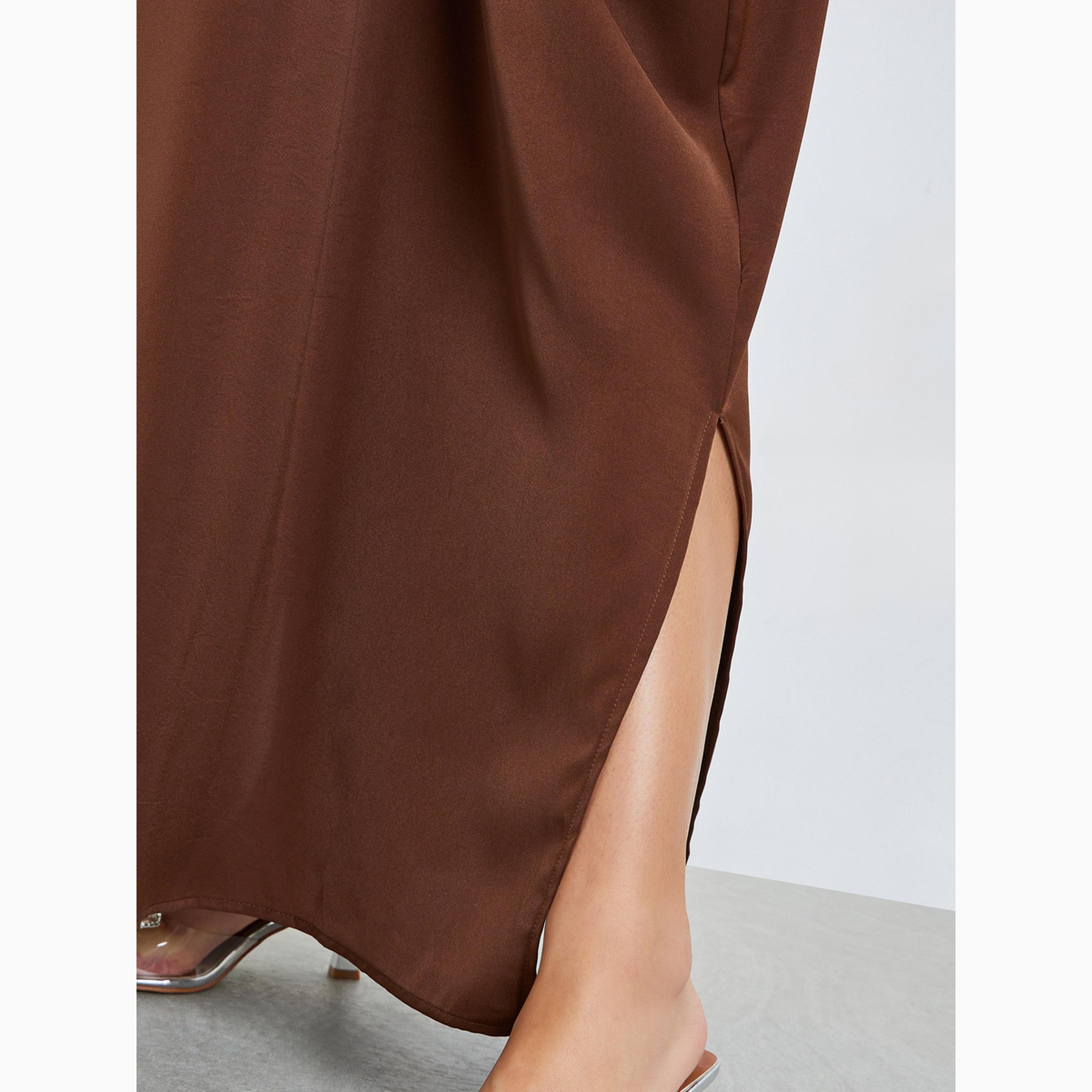 Amirah X Styli Brown Embellished Loose Kaftan-women-arabicclothing-kaftan-image-5