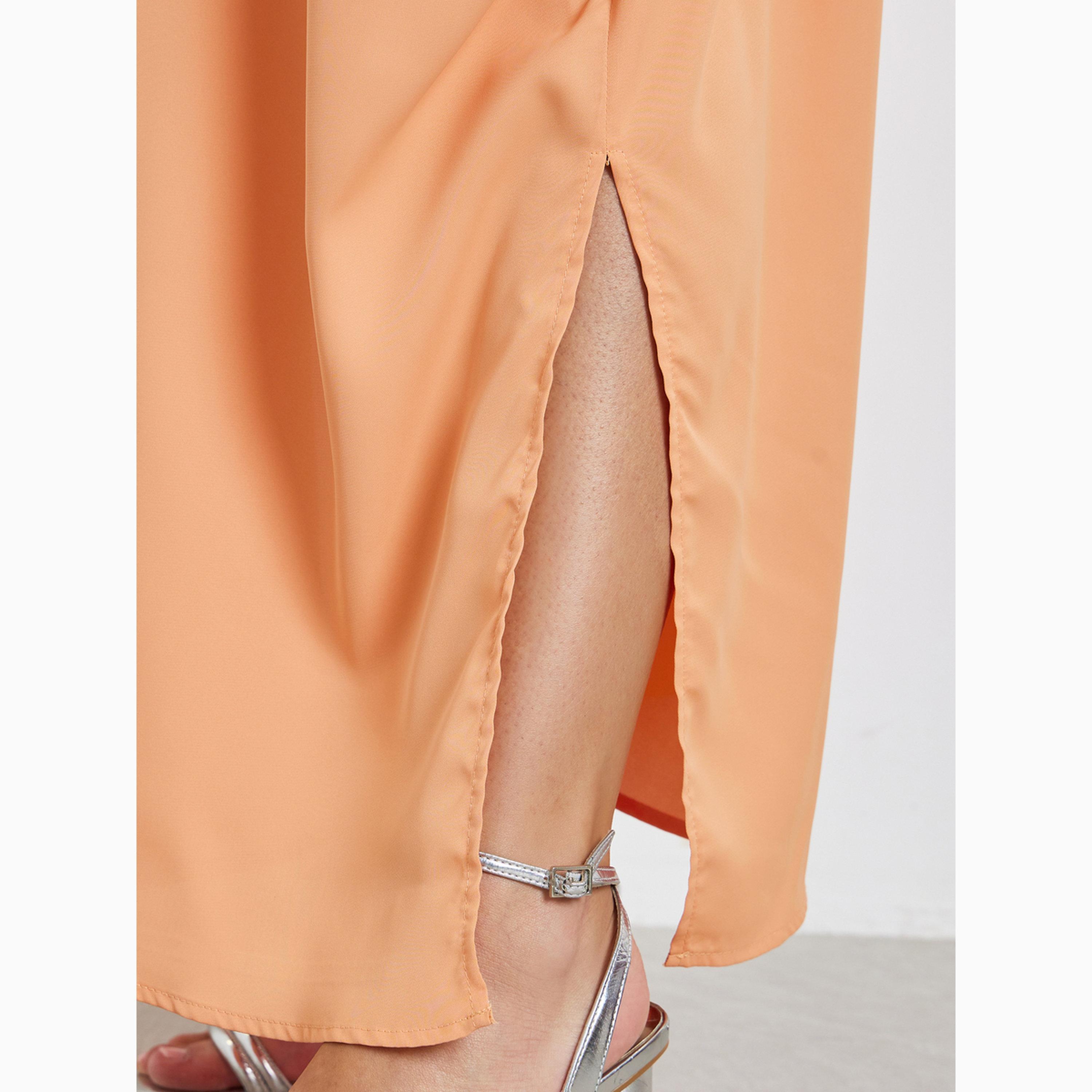 Amirah X Styli Orange Embellished Loose Kaftan-women-arabicclothing-kaftan-image-5