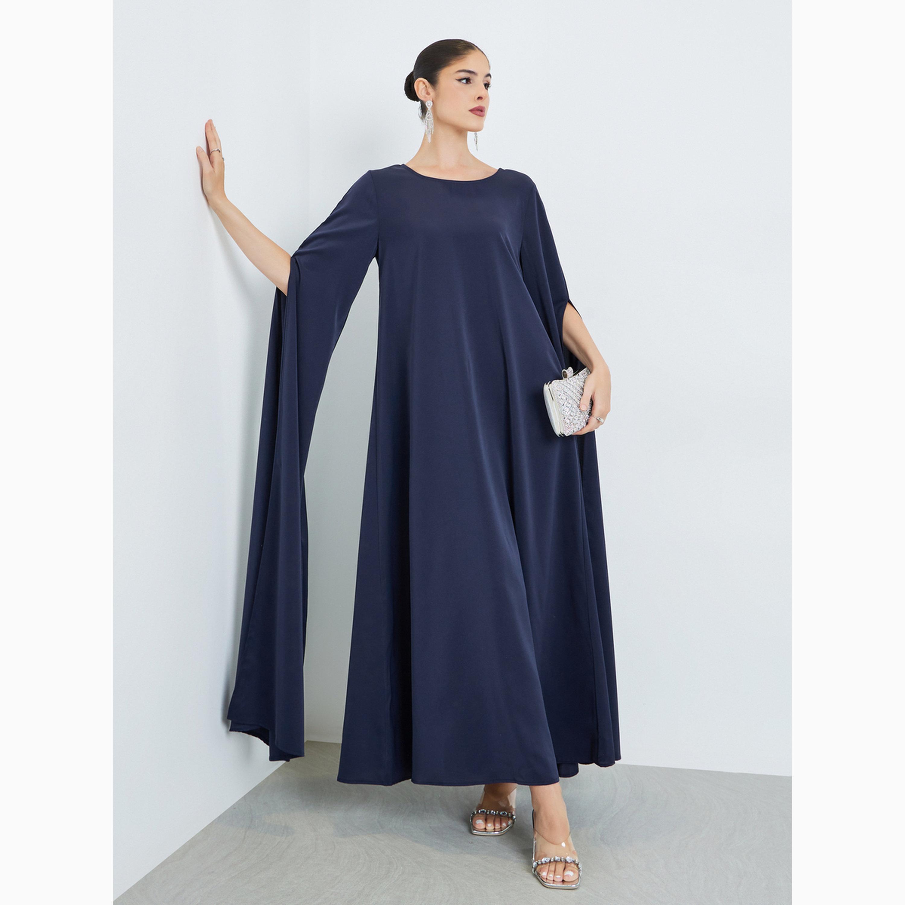 قفطان بقصة واسعة وأكمام بنمط منسدل-women-arabicclothing-kaftan-image-3
