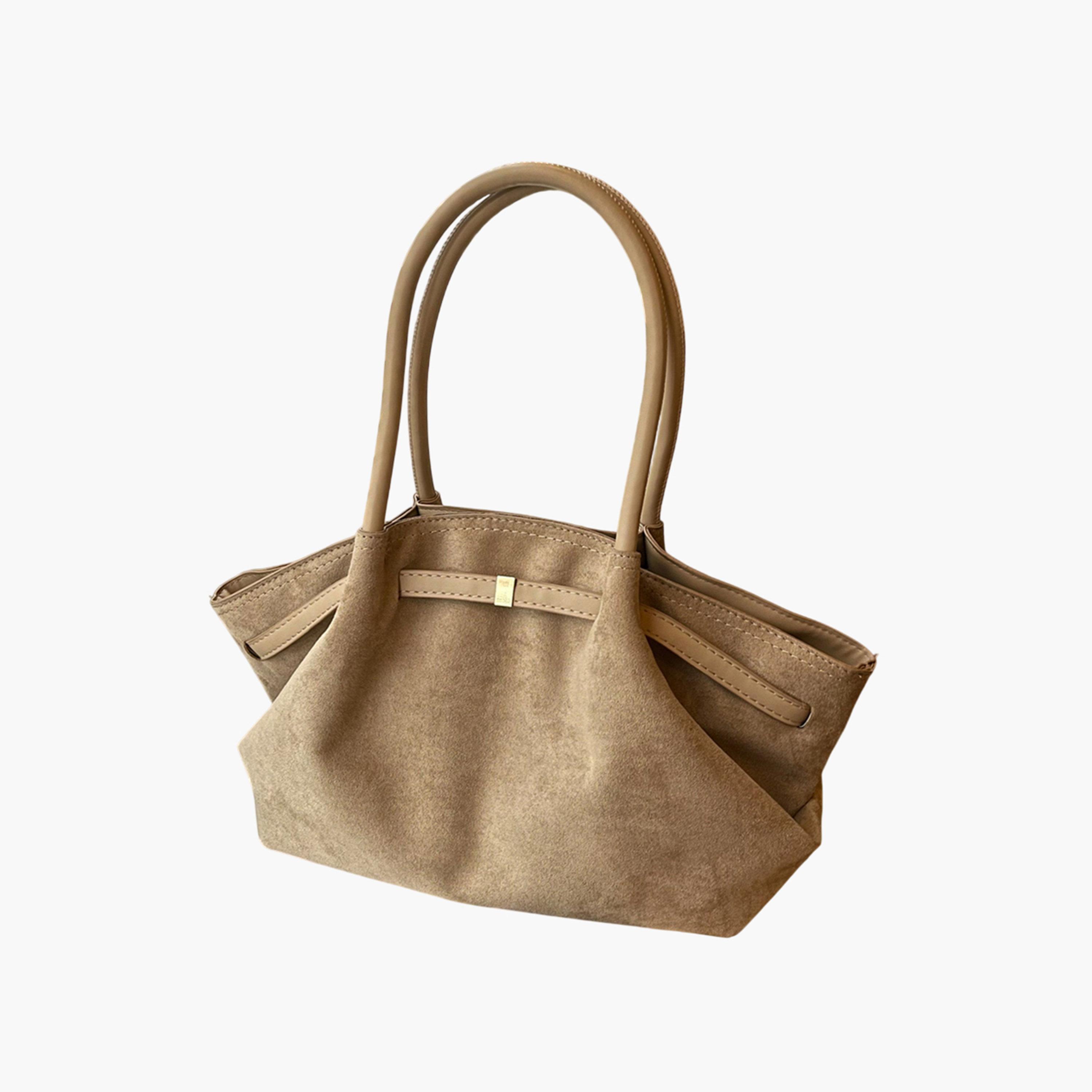 Take Two Beige Suede Double Strap Shoulder Bag-women-bagsandwallets-handbags-image-1