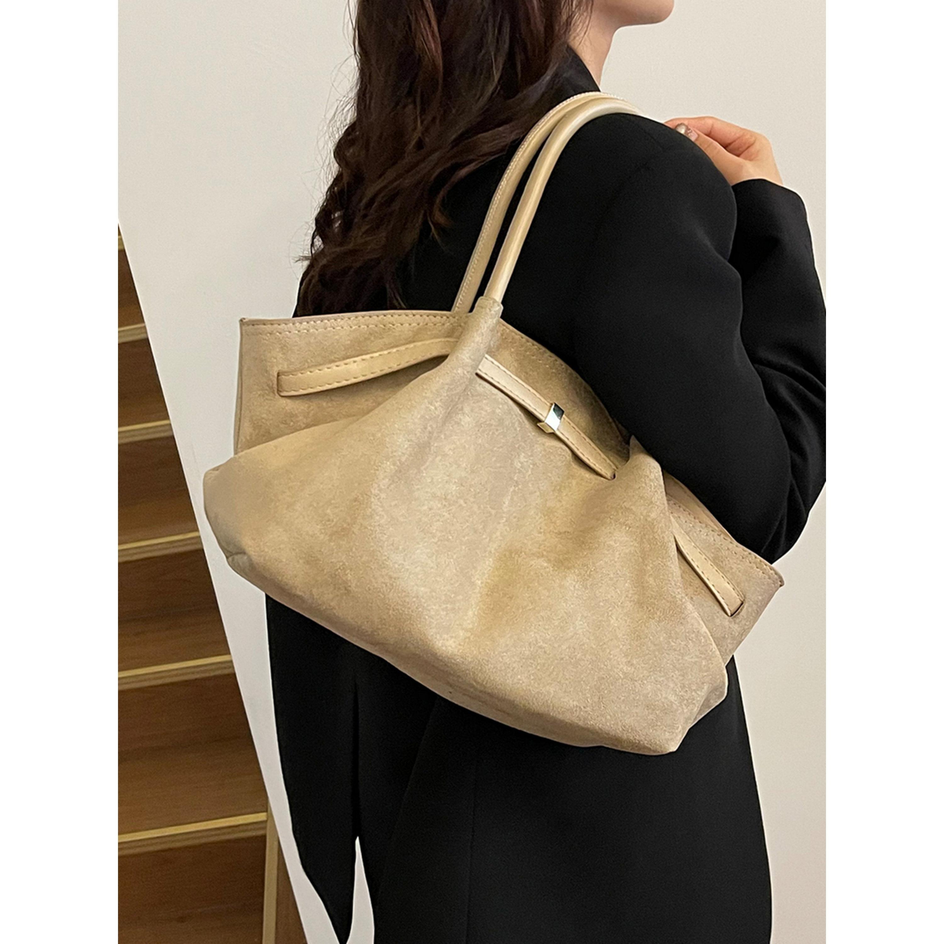 Take Two Beige Suede Double Strap Shoulder Bag-women-bagsandwallets-handbags-image-2