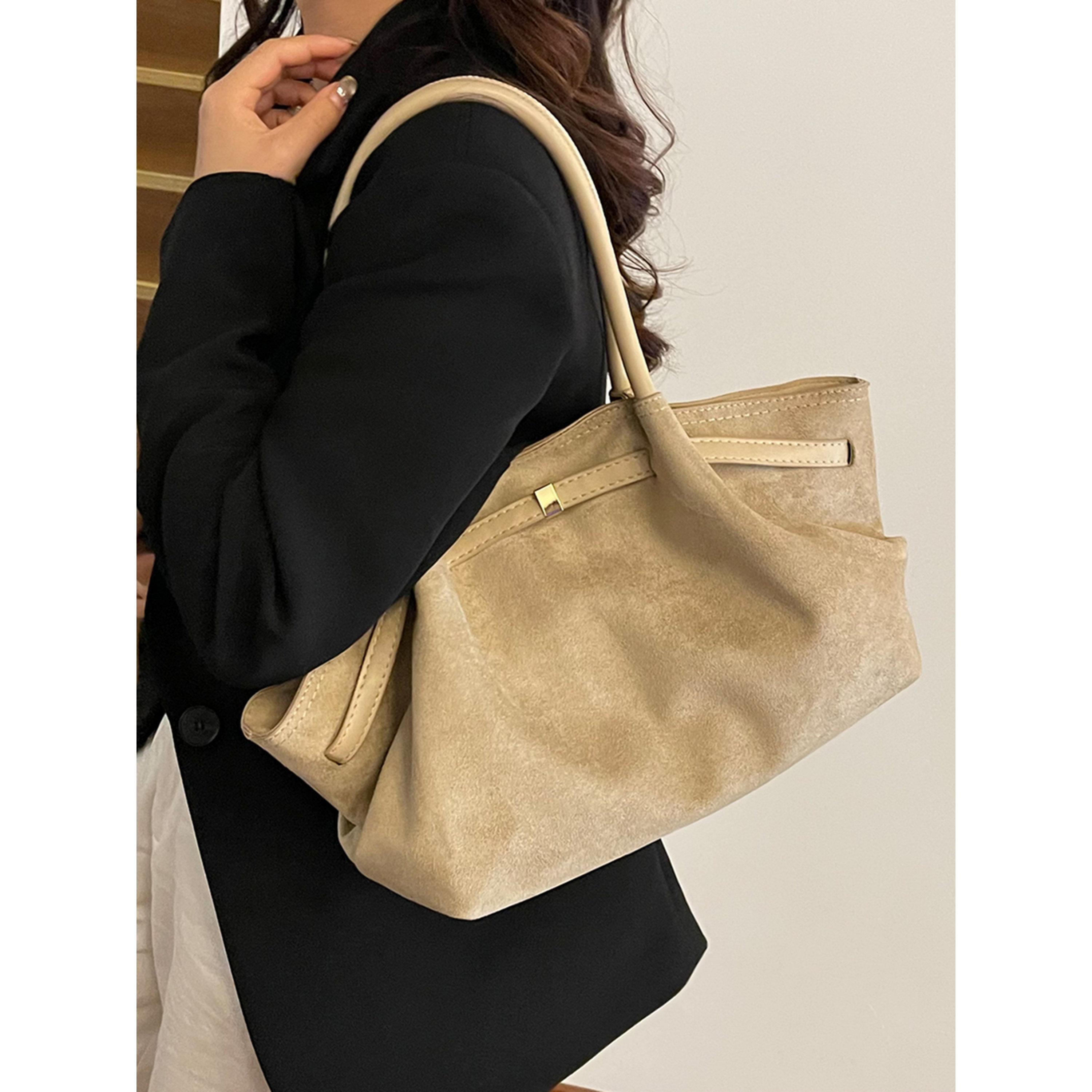 Take Two Beige Suede Double Strap Shoulder Bag-women-bagsandwallets-handbags-image-3