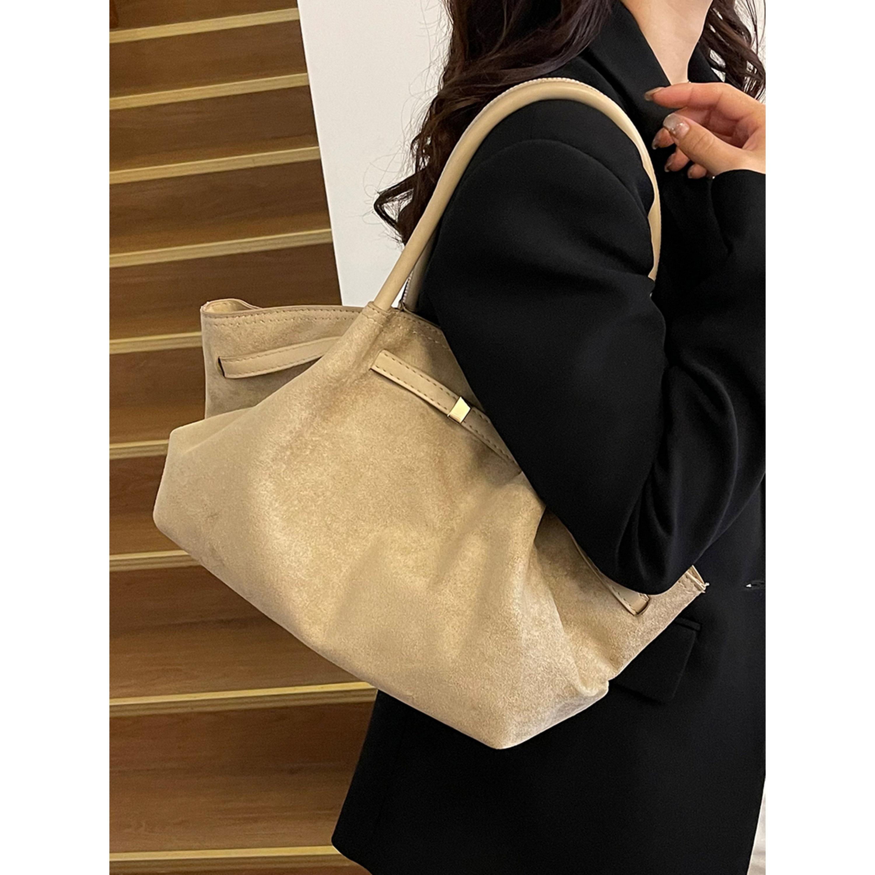 Take Two Beige Suede Double Strap Shoulder Bag-women-bagsandwallets-handbags-image-4