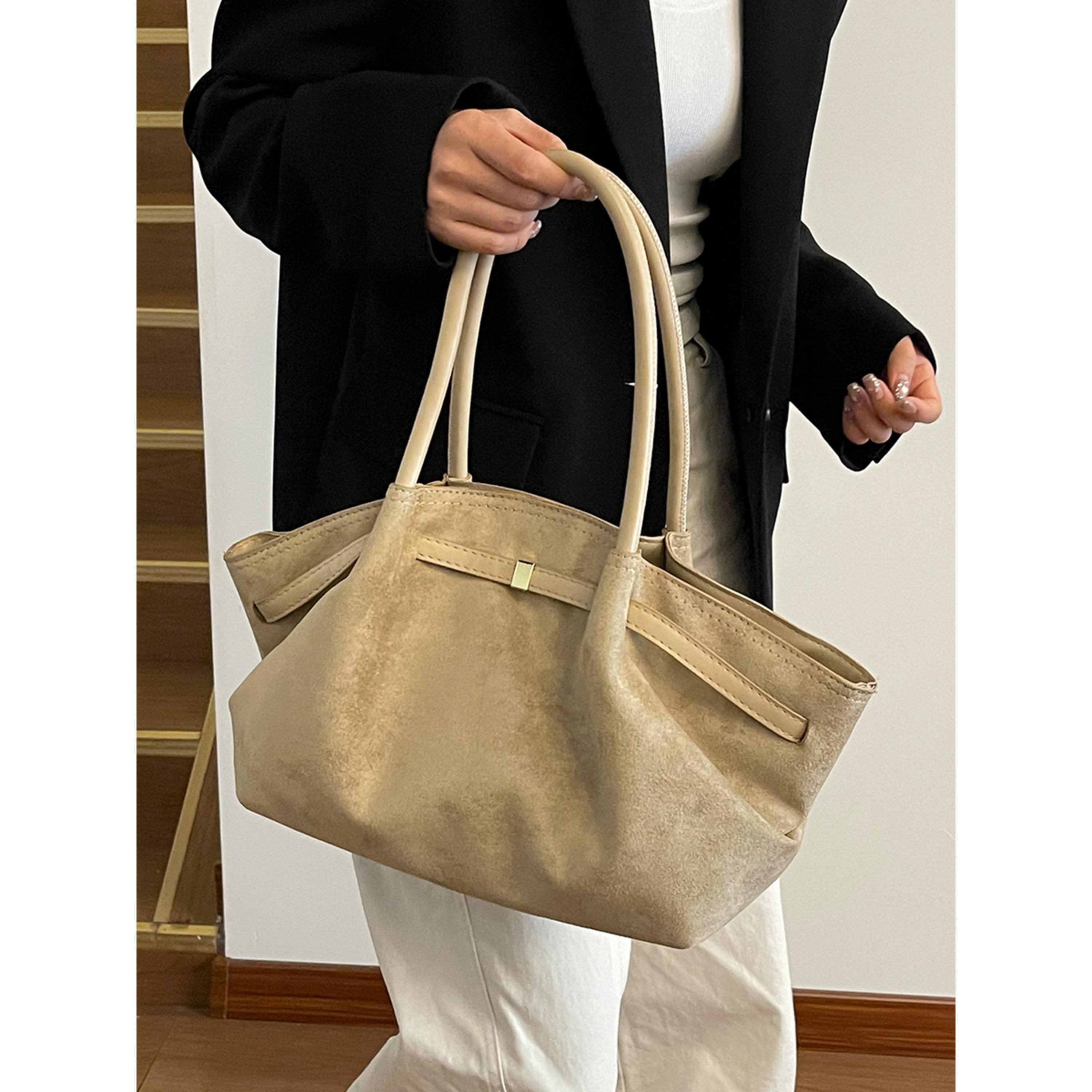 Take Two Beige Suede Double Strap Shoulder Bag-women-bagsandwallets-handbags-image-5