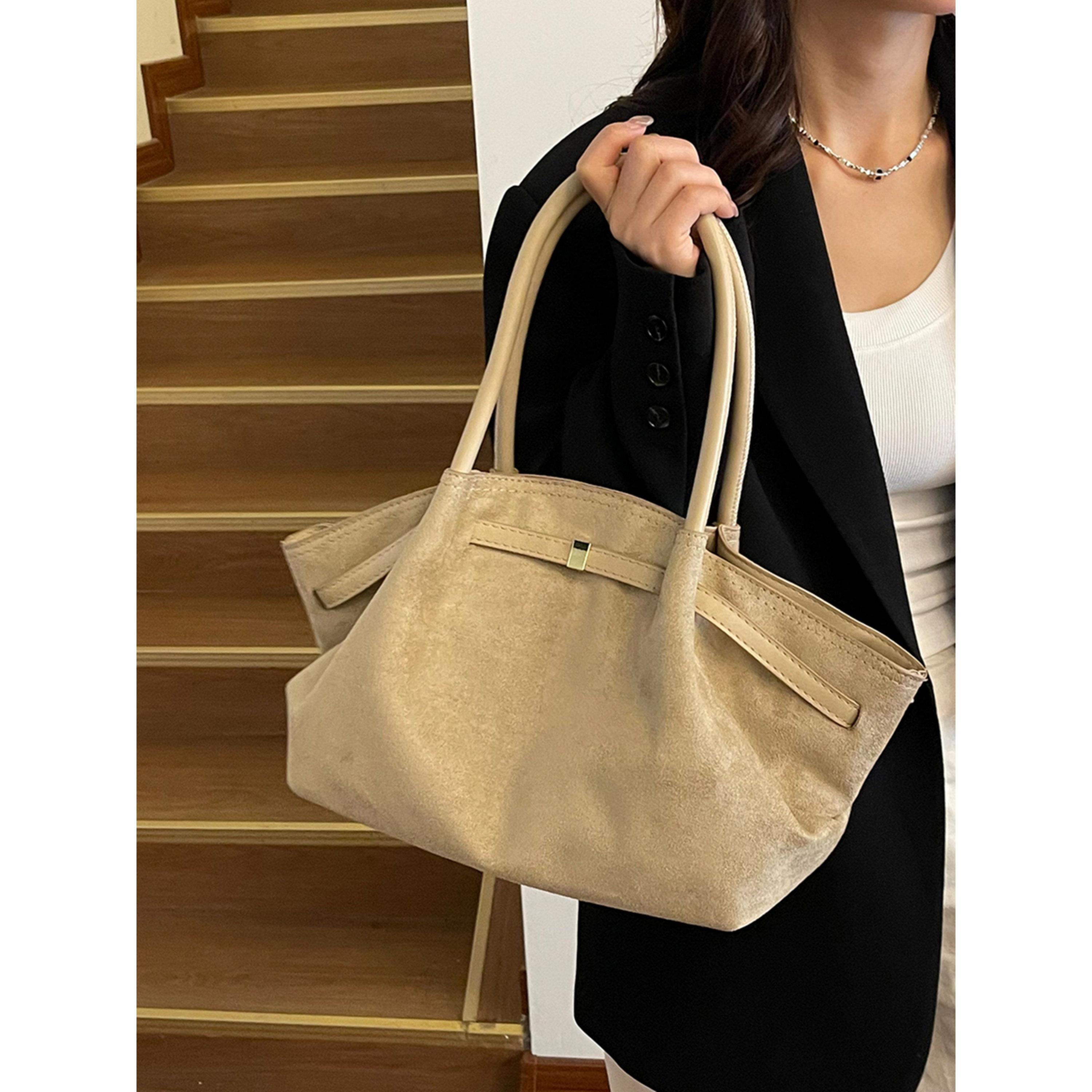Take Two Beige Suede Double Strap Shoulder Bag-women-bagsandwallets-handbags-image-6
