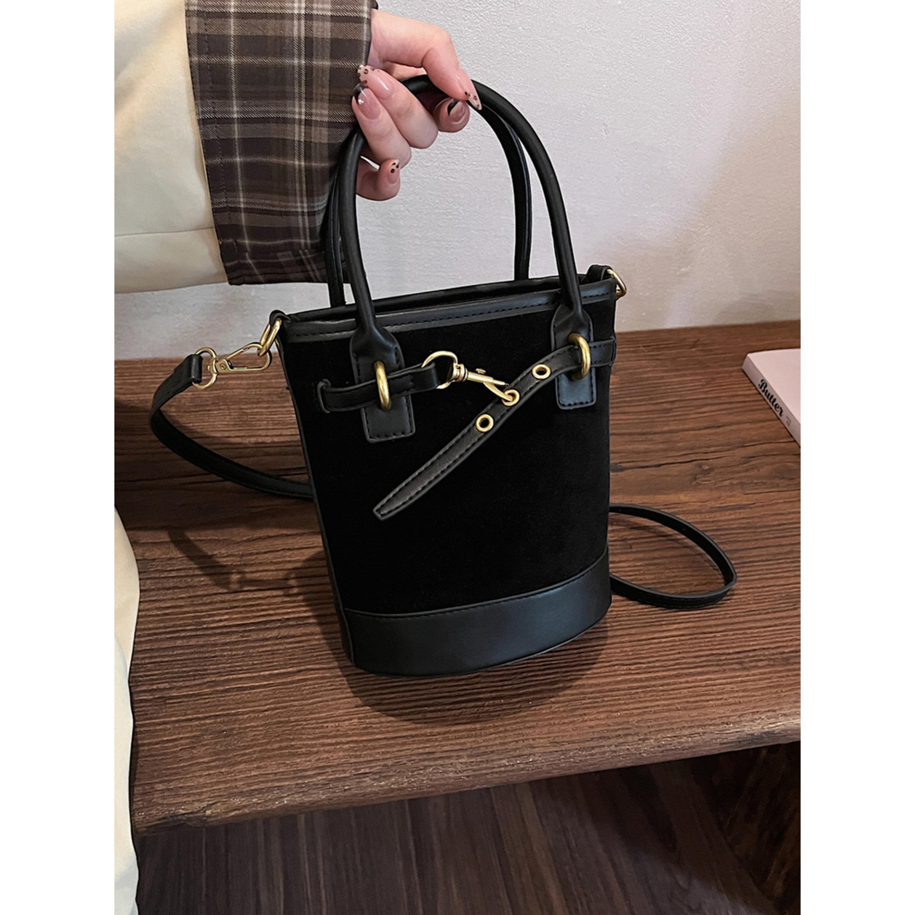 Take Two Black Suede Crossbody Bag with Adjustable Strap-women-bagsandwallets-handbags-image-4