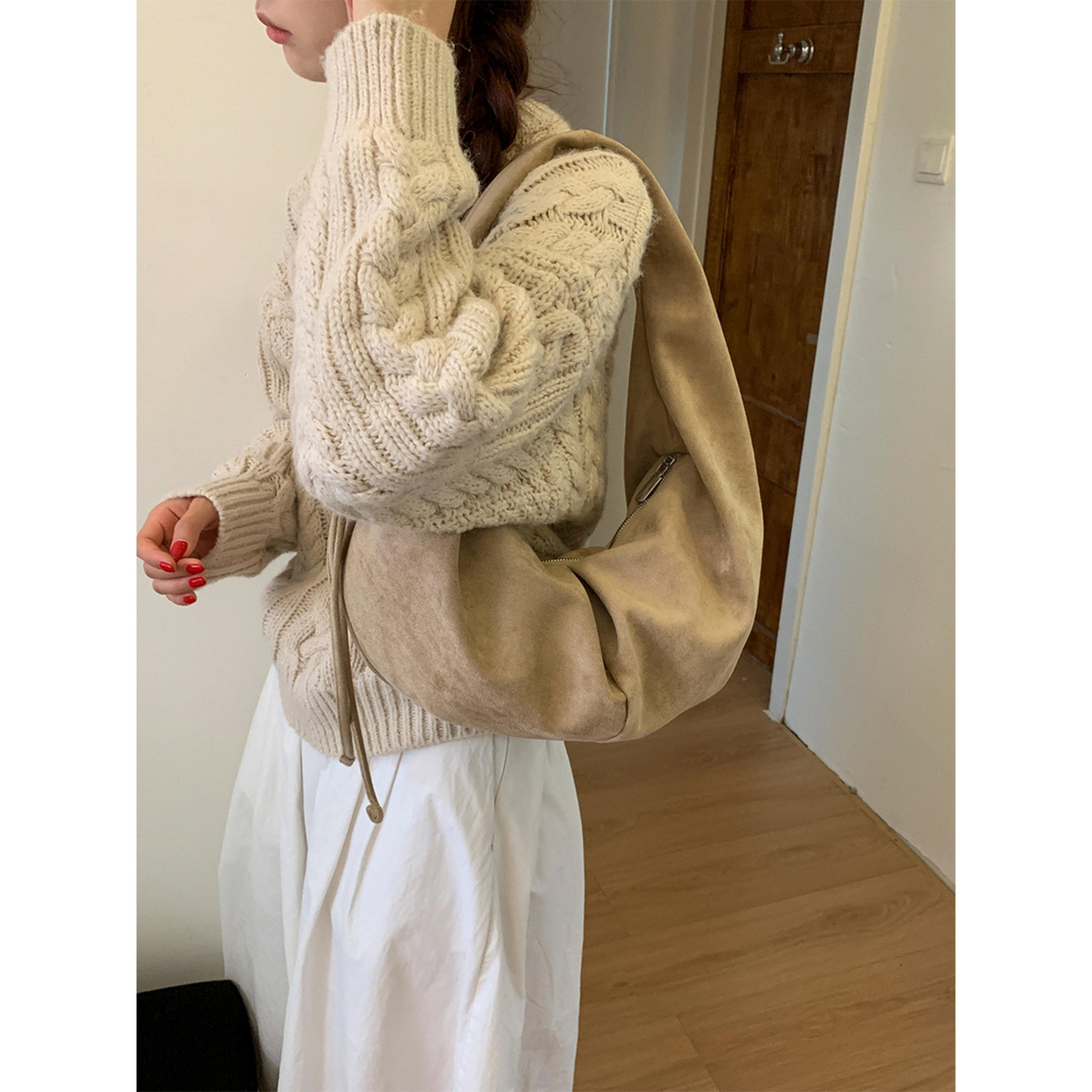 Take Two Beige Suede Hobo Bag-women-bagsandwallets-handbags-image-5