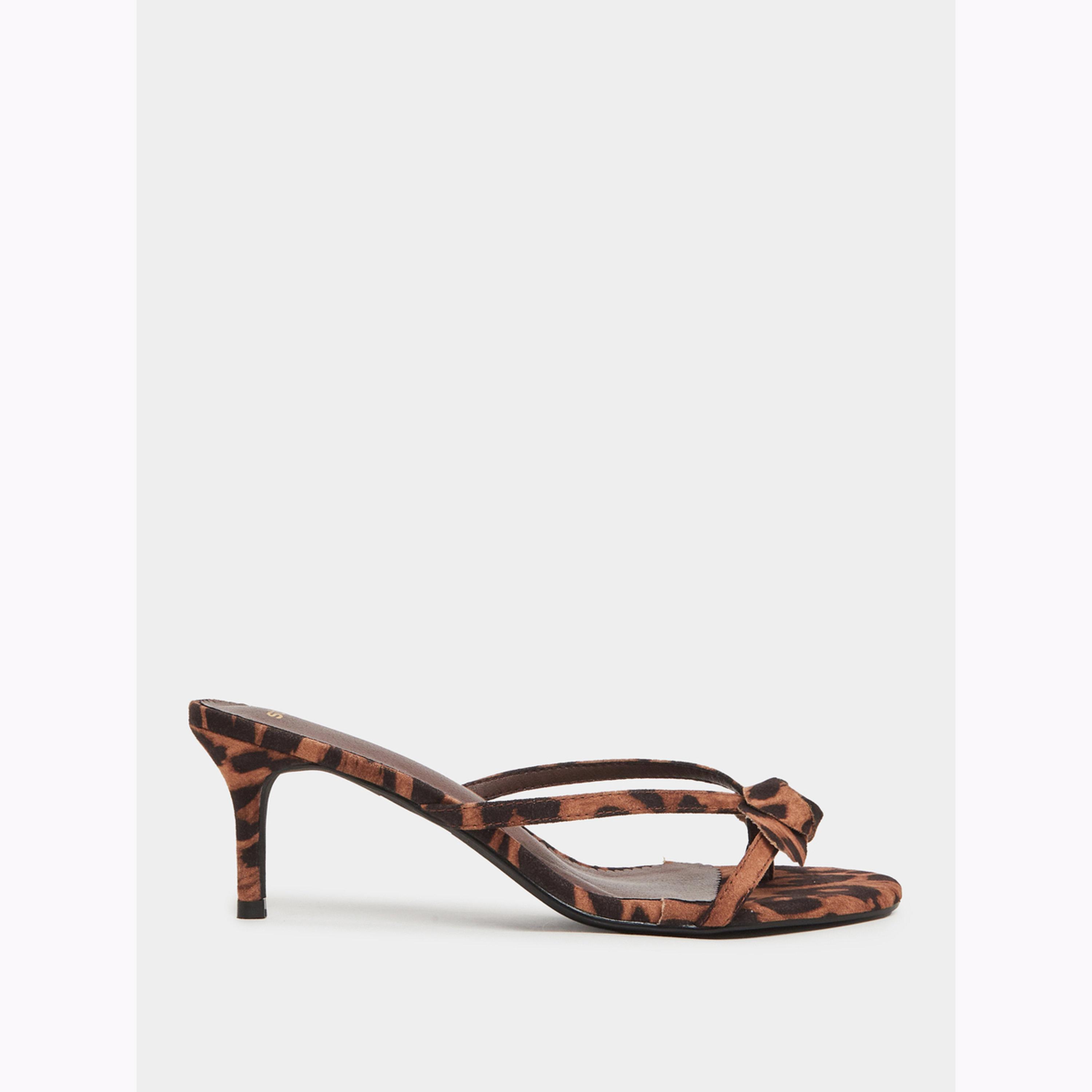 Styli Leopard Print Stiletto Heel Sandals-women-shoes-sandals-heeled-image-2