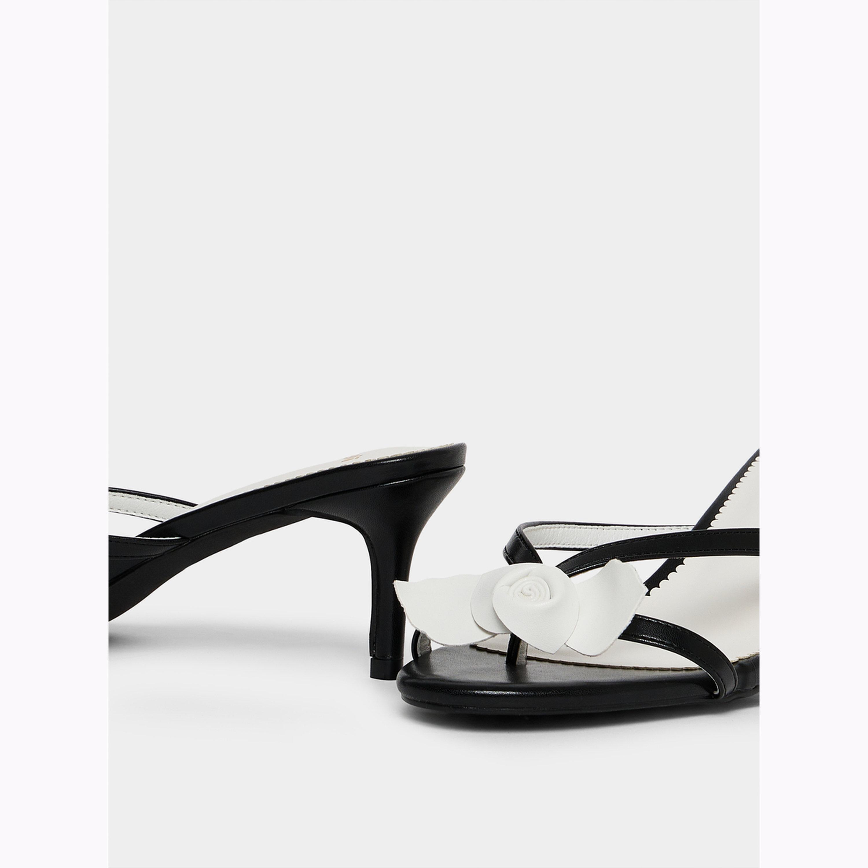 Styli Black High Heel Sandals with Floral Detail-women-shoes-sandals-heeled-image-4