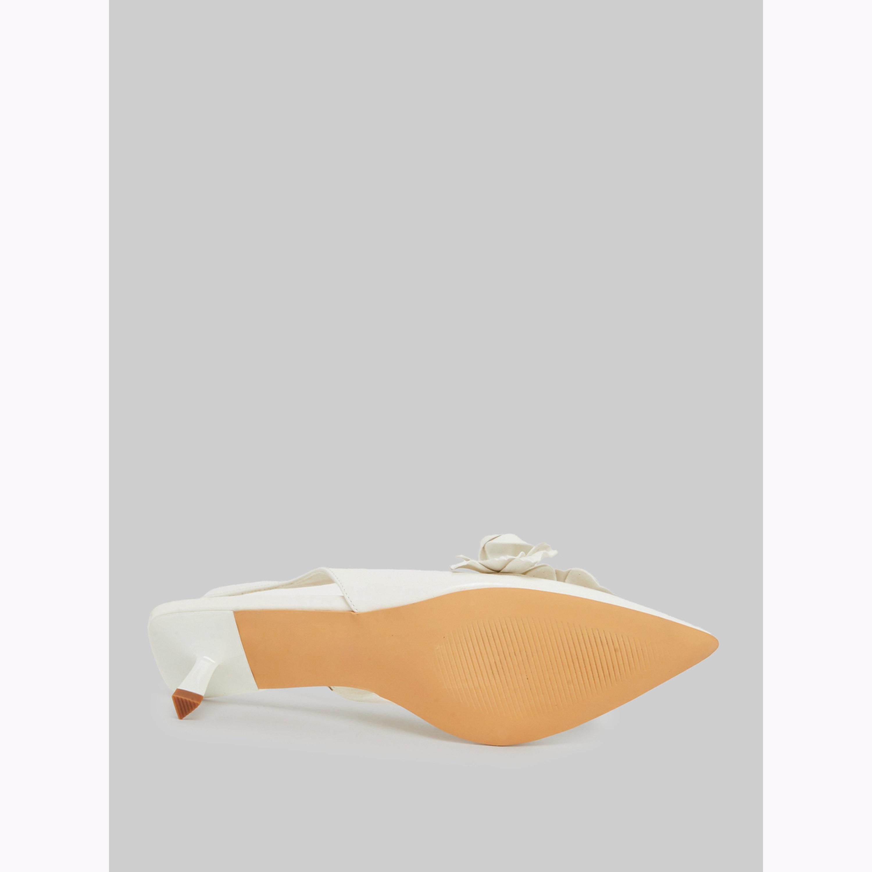 Styli Off-White Floral Slingback Kitten Heels Shoes-women-shoes-heels-image-6