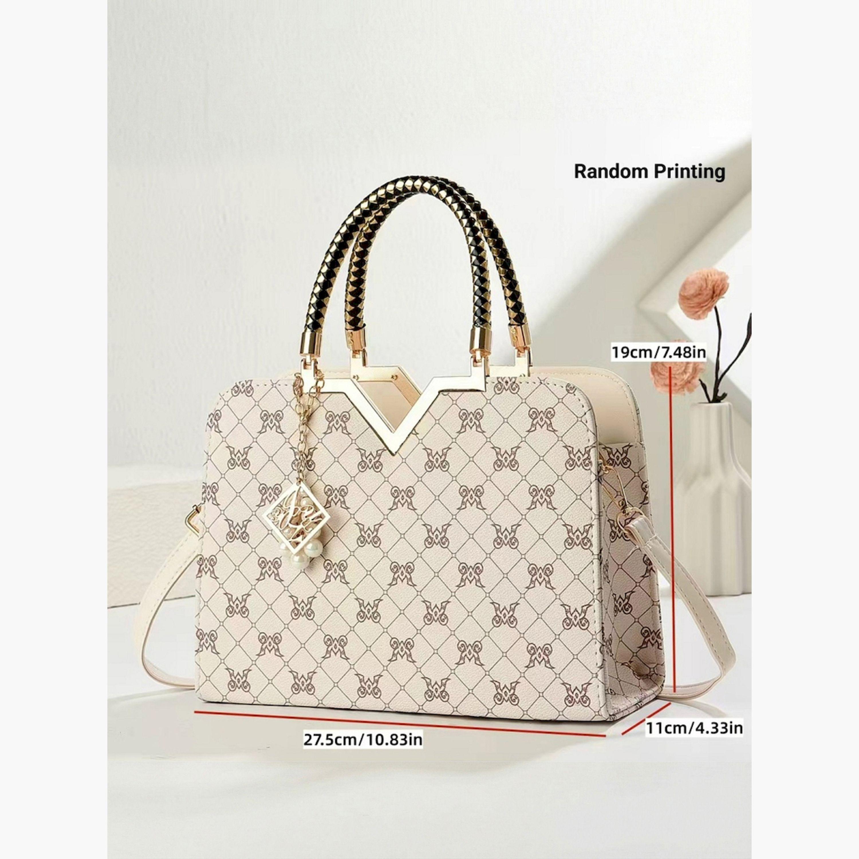 شنطة يد بمقبض مزدوج وميدالية وطبعة-women-bagsandwallets-handbags-image-4