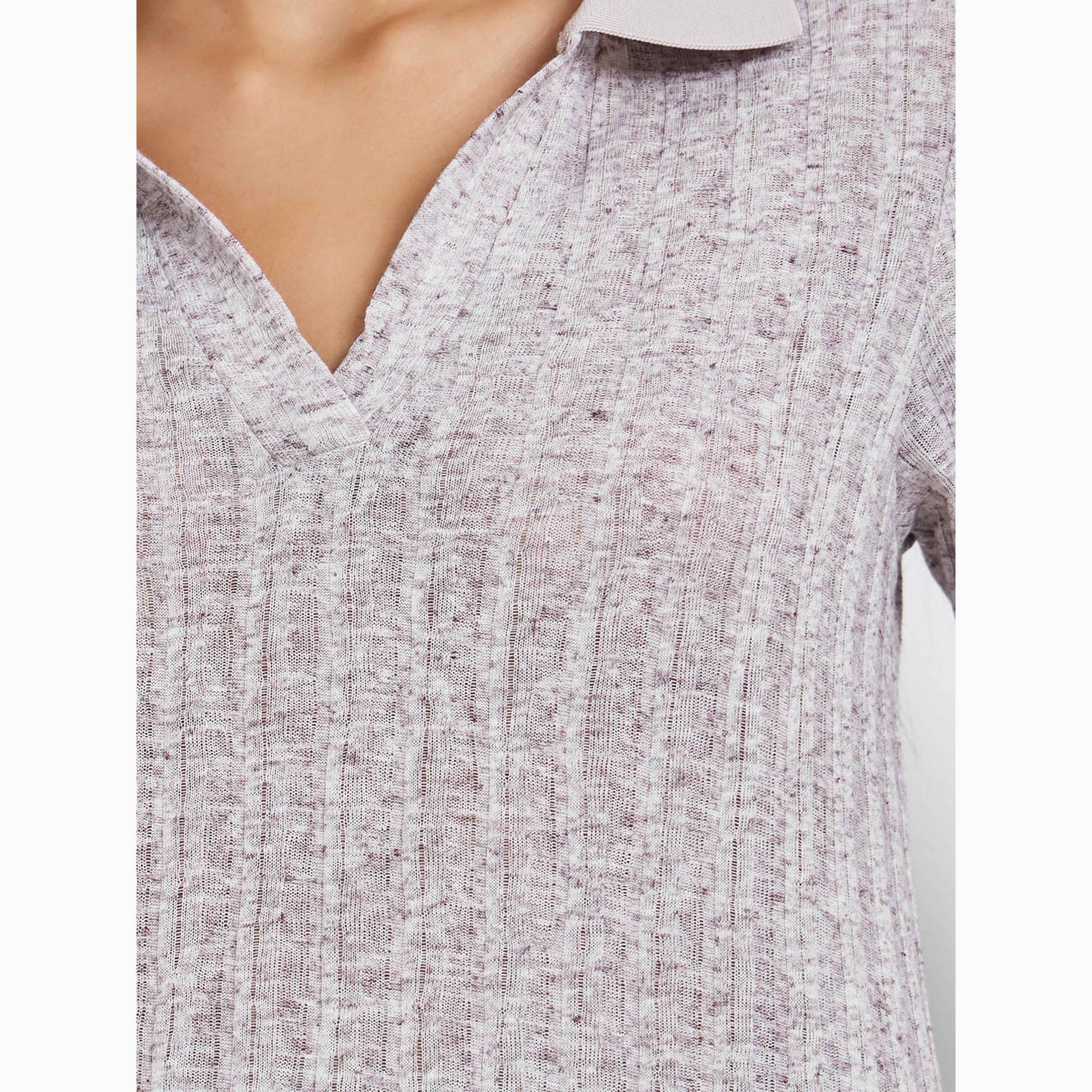 Styli Brown Melange Short Sleeves Polo T-Shirt-women-clothing-tshirts-image-6