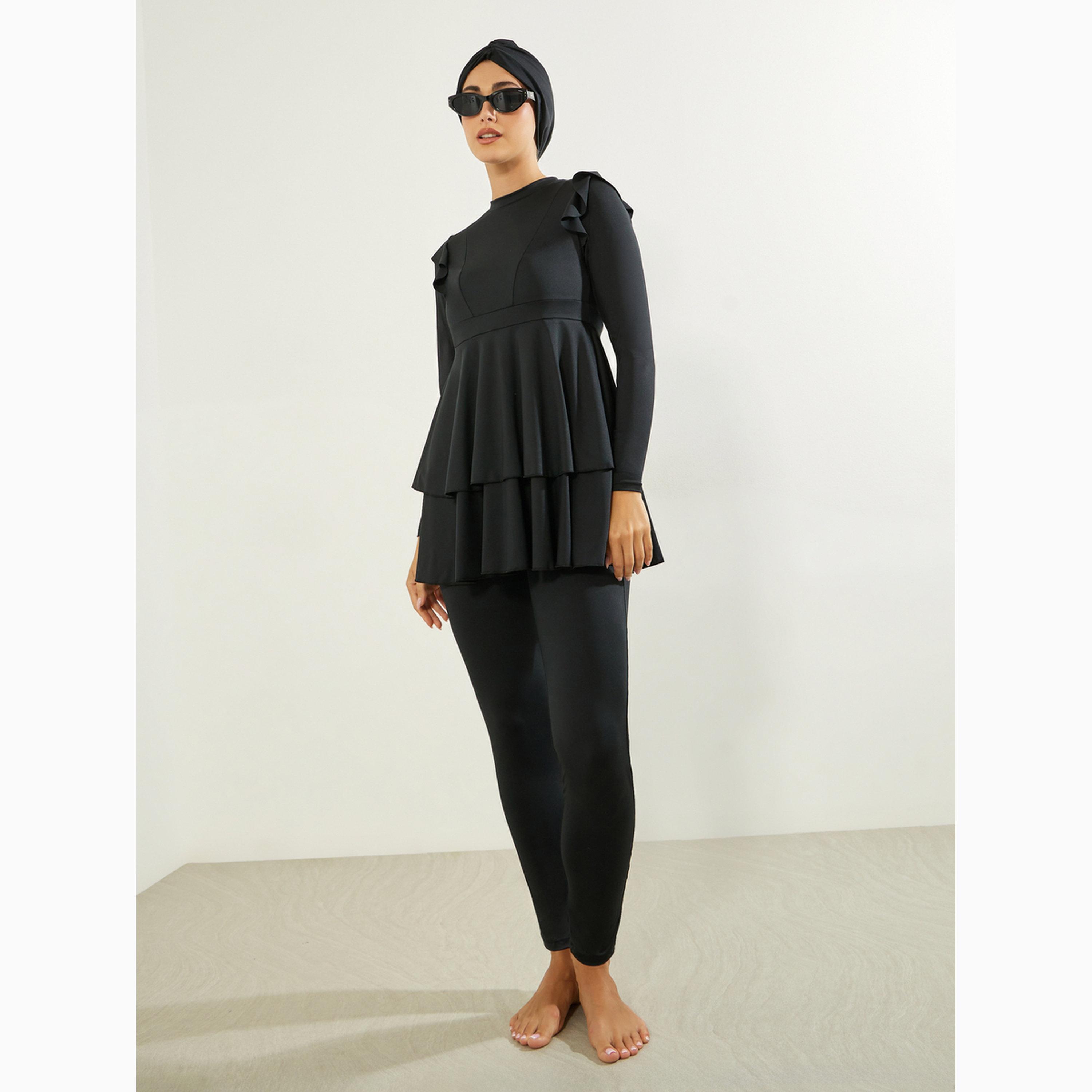 Styli Pack of 3 - Full Sleeve Ruffled Burkini, Leggings and Cap Set-women-clothing-swimandbeach-swim-burkinis-image-1