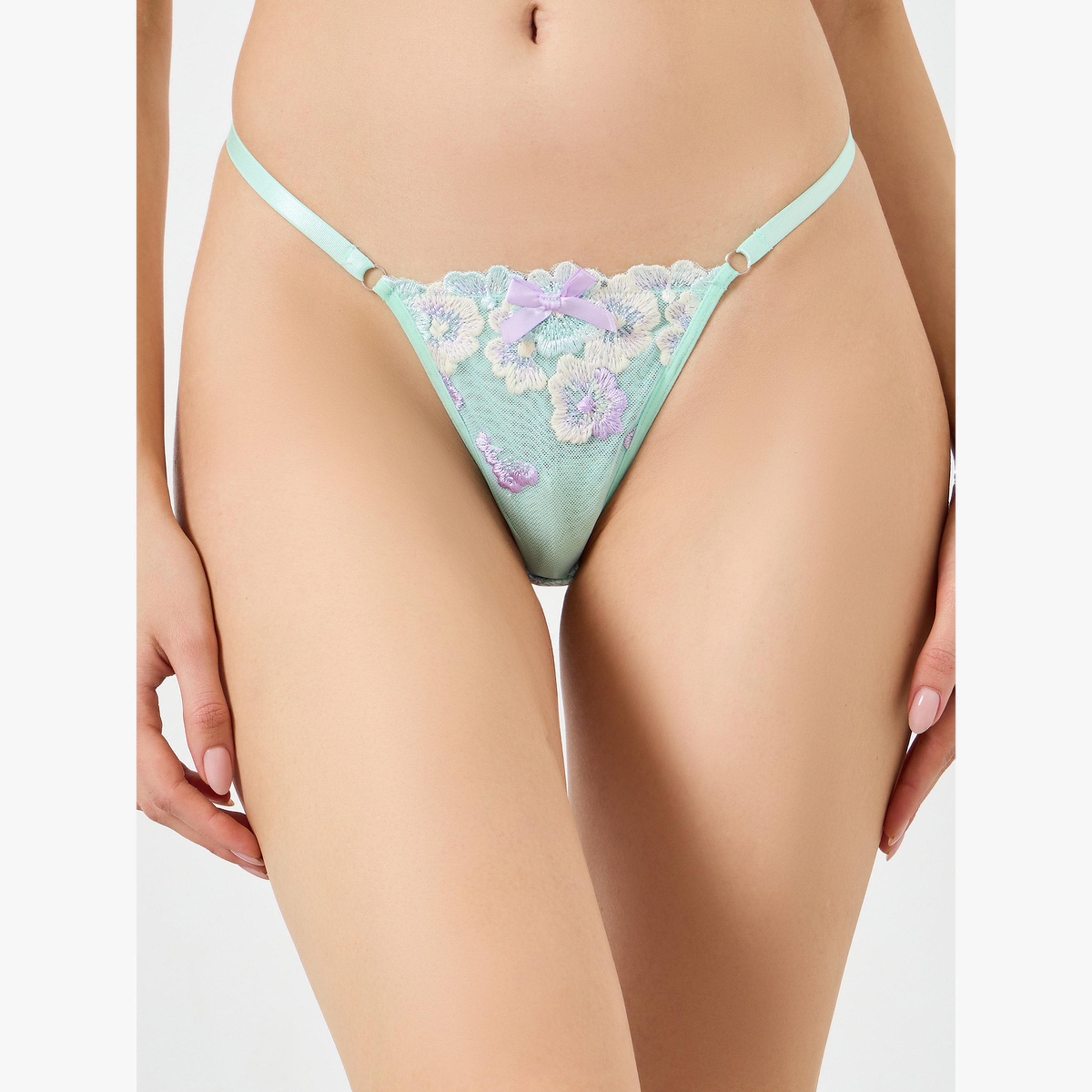 Take Two Green Floral Embroidered Padded Wired Bra With Brief-women-clothing-lingerie-lingeriesets-image-4