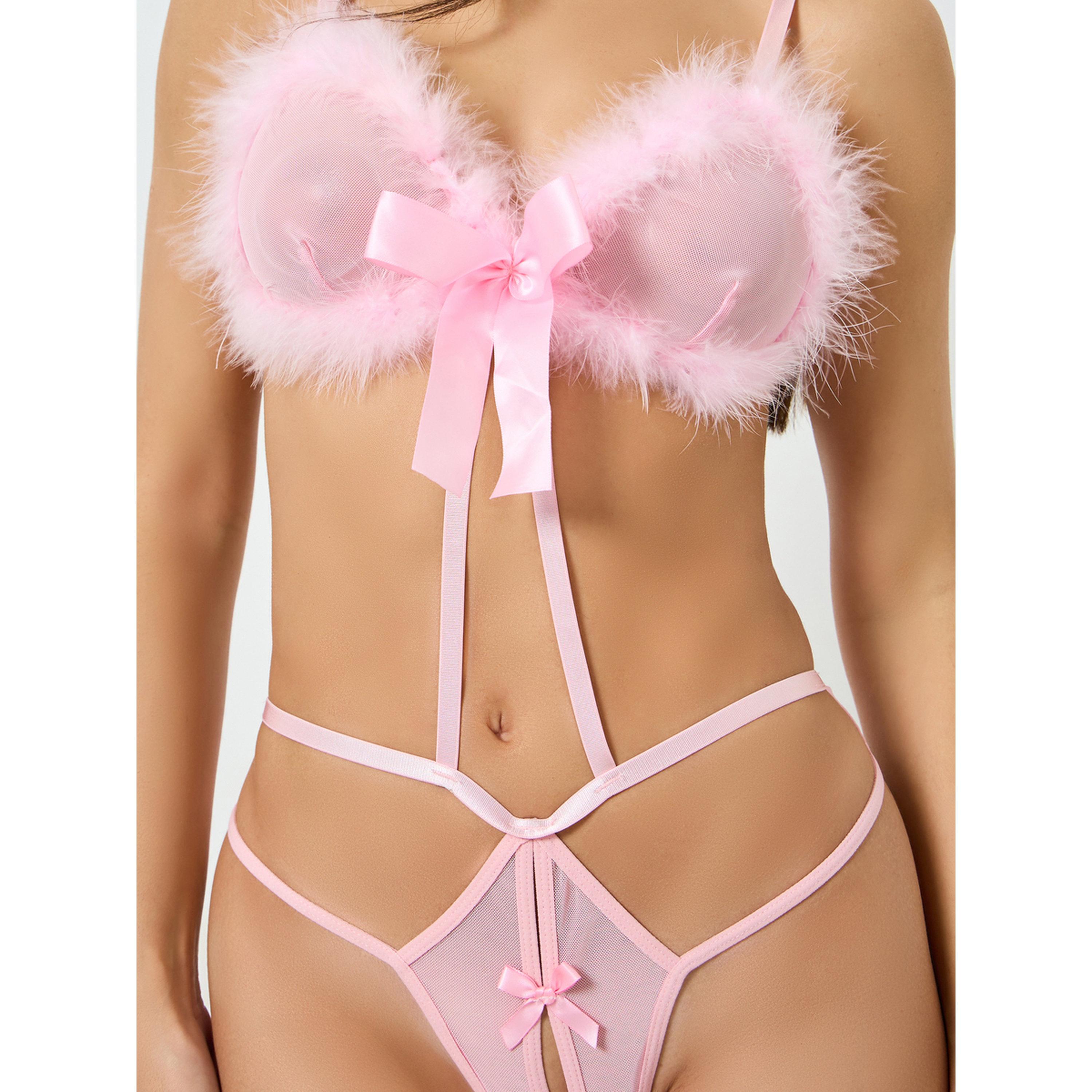 Take Two Pink Bunny Bodysuit with Rabbit Ears and Stockings-women-clothing-lingerie-babydollsandbodysuits-image-5
