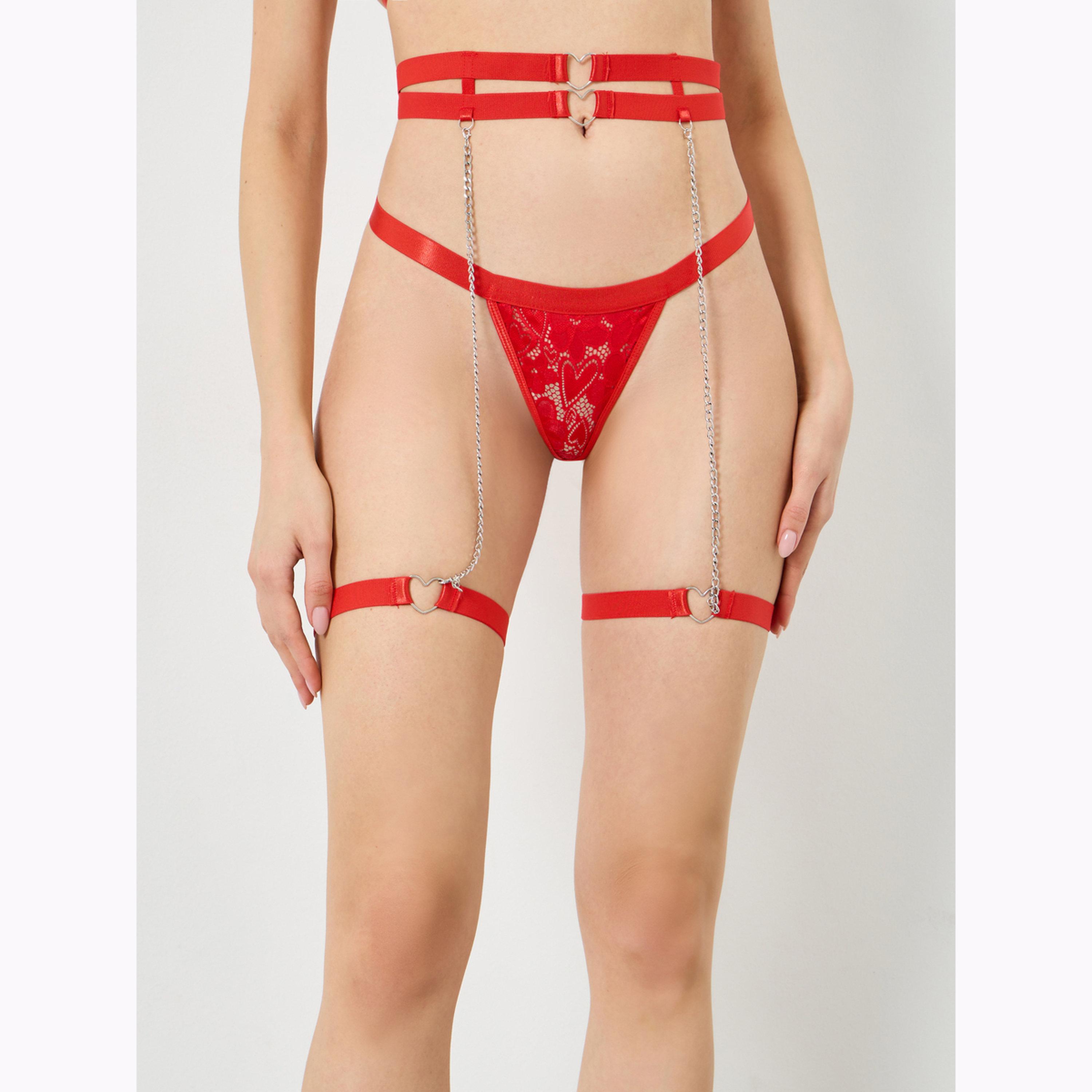 Take Two Lace Non Padded Non Wired Bra with Thong and Suspenders-women-clothing-lingerie-lingeriesets-image-4