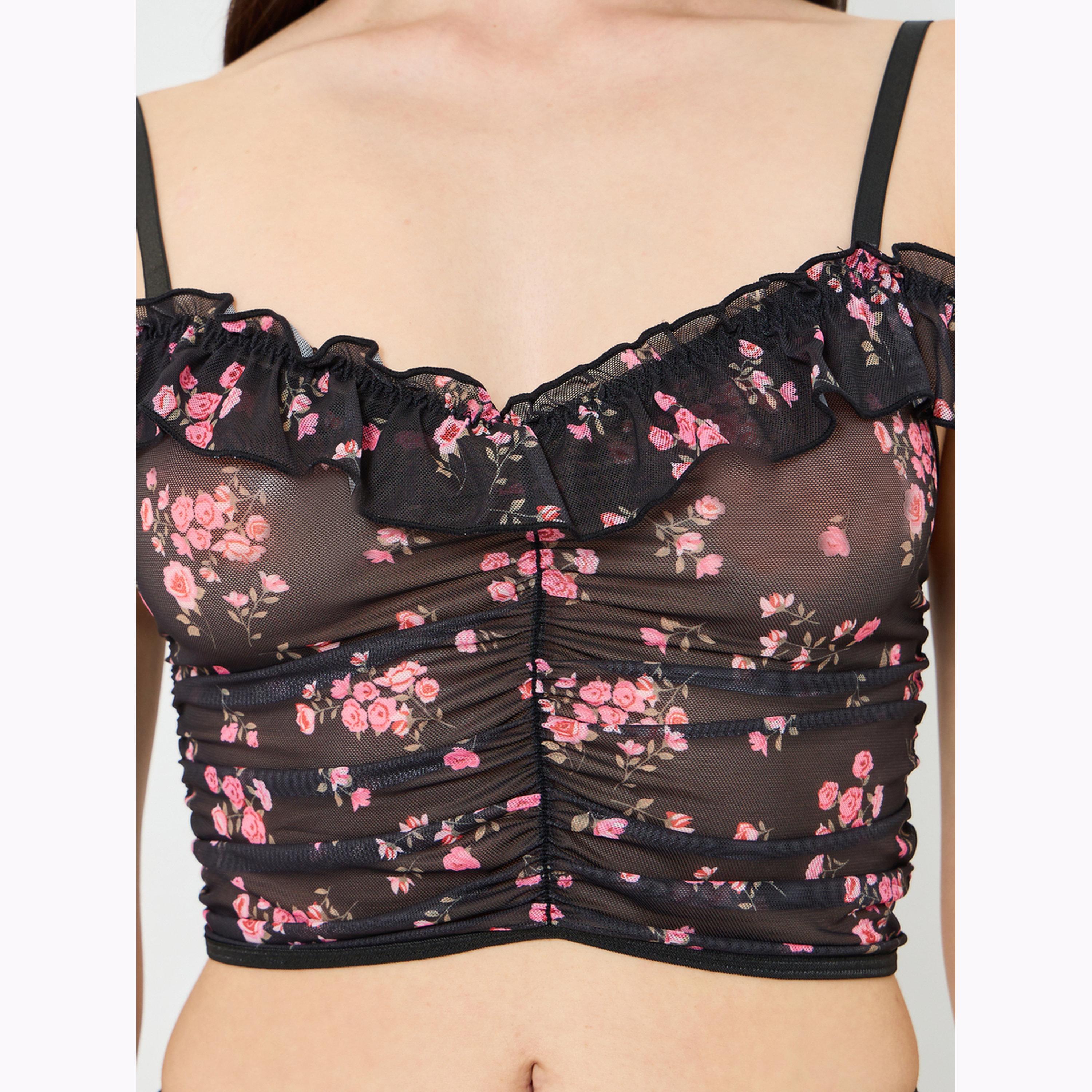 Take Two Floral Print Longline Top and Skirt with Thong Set-women-clothing-lingerie-lingeriesets-image-4