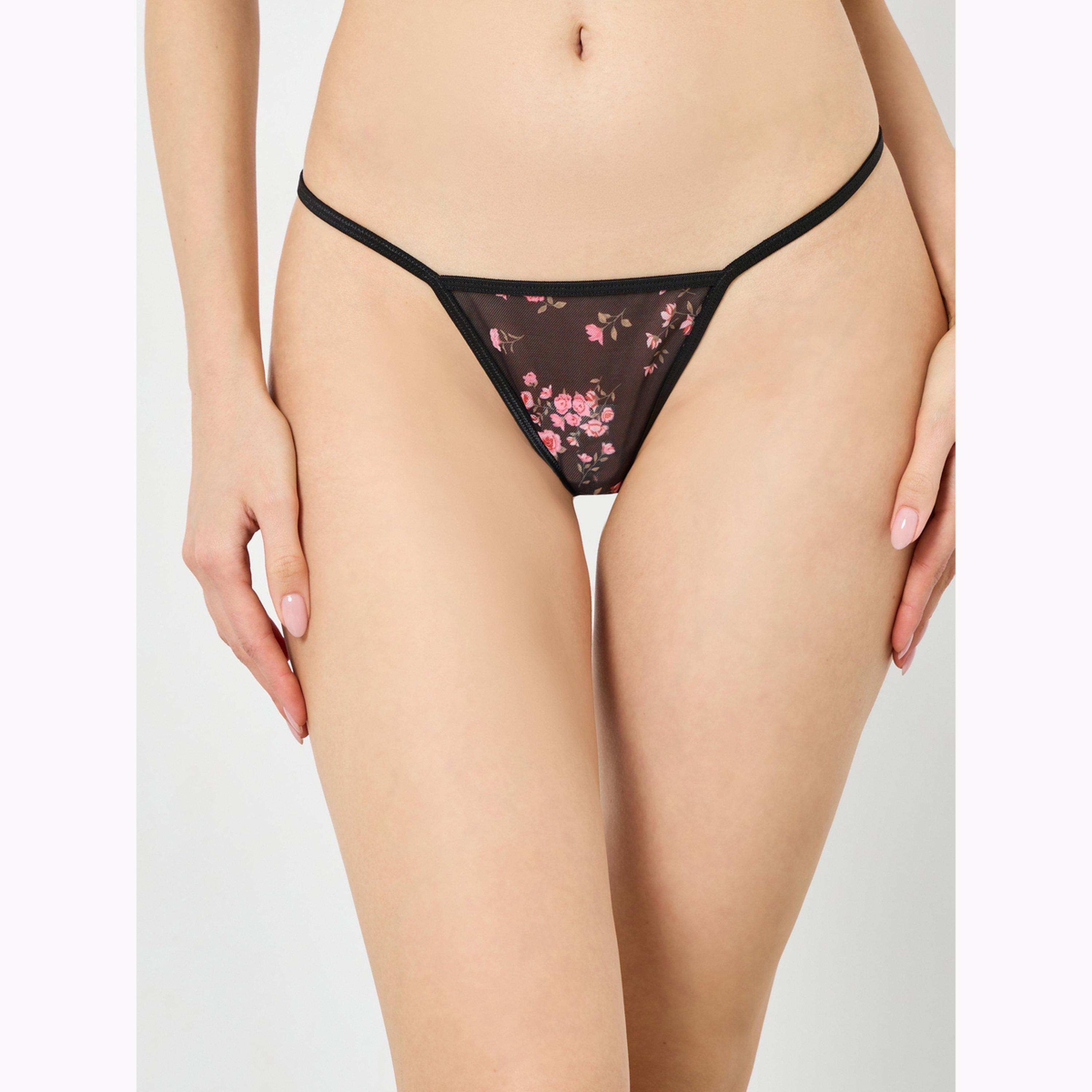 طقم بلوزة طويلة وتنورة مع ثونغ بطبعة زهور-women-clothing-lingerie-lingeriesets-image-5
