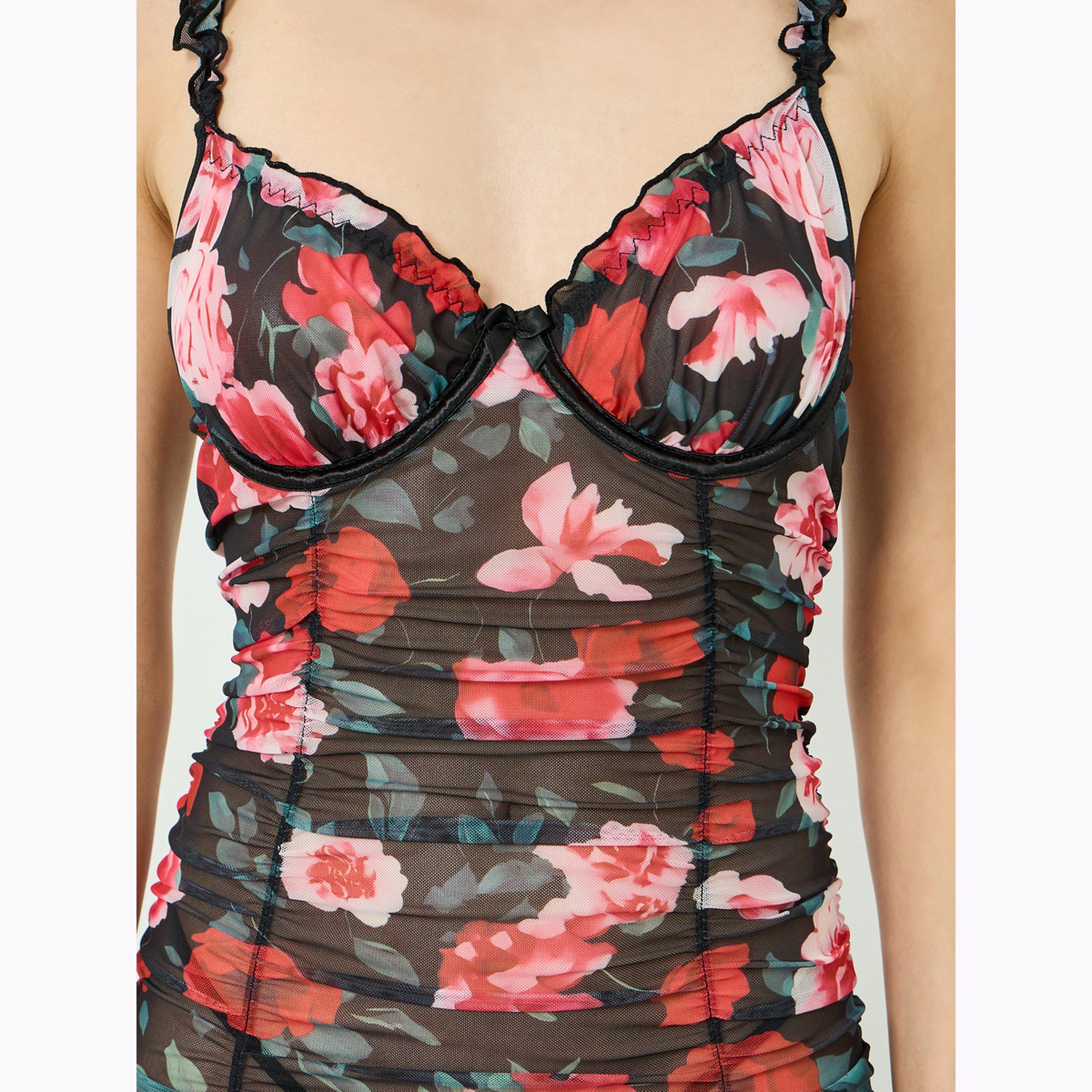 بيبي دول بطبعة زهور وتفاصيل كشكش مع جوارب طويلة وثونغ-women-clothing-lingerie-babydollsandbodysuits-image-5