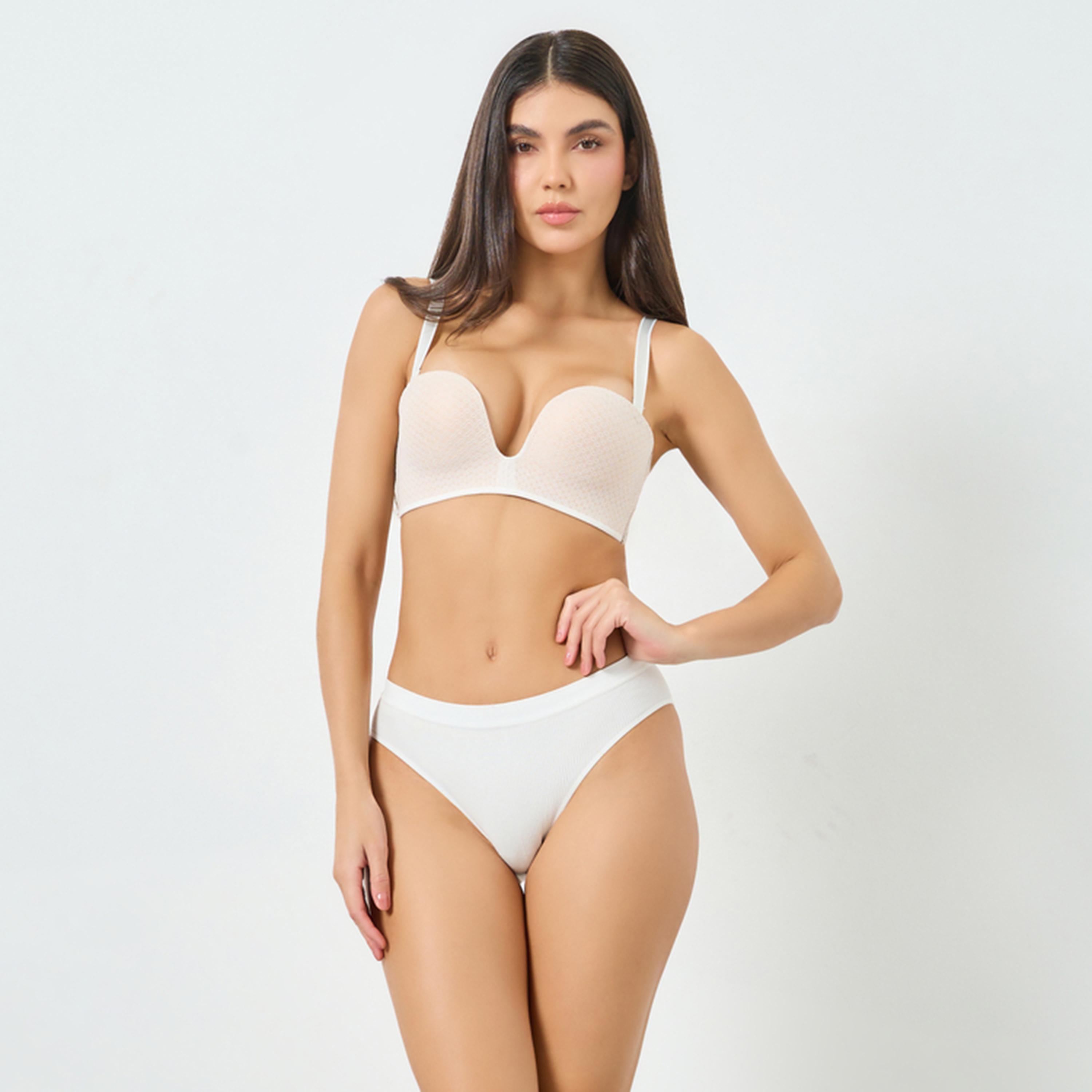 Take Two Solid Texture Padded Non Wired Regular Bra with Adjustable Straps-women-clothing-lingerie-bras-image-1