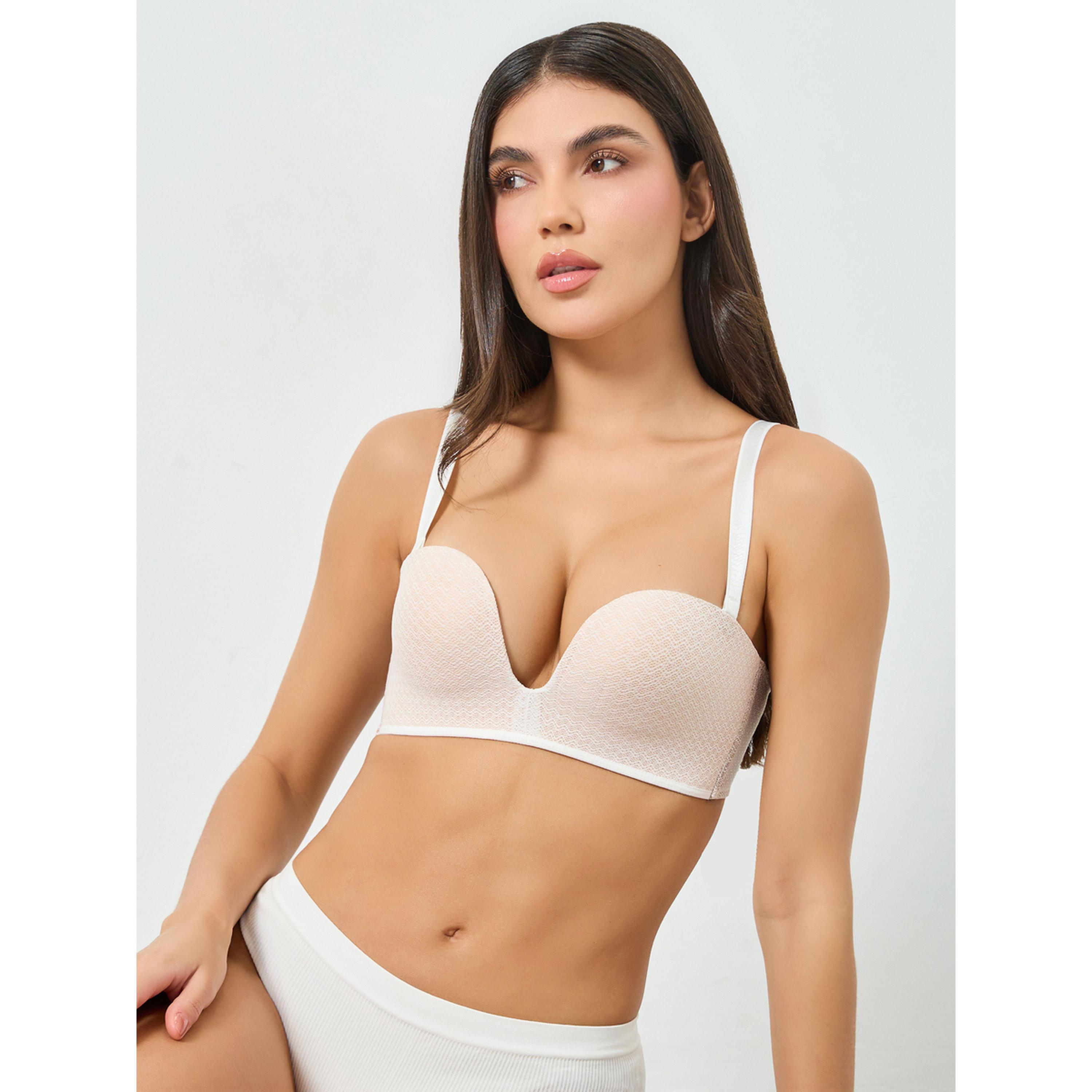 Take Two Solid Texture Padded Non Wired Regular Bra with Adjustable Straps-women-clothing-lingerie-bras-image-2