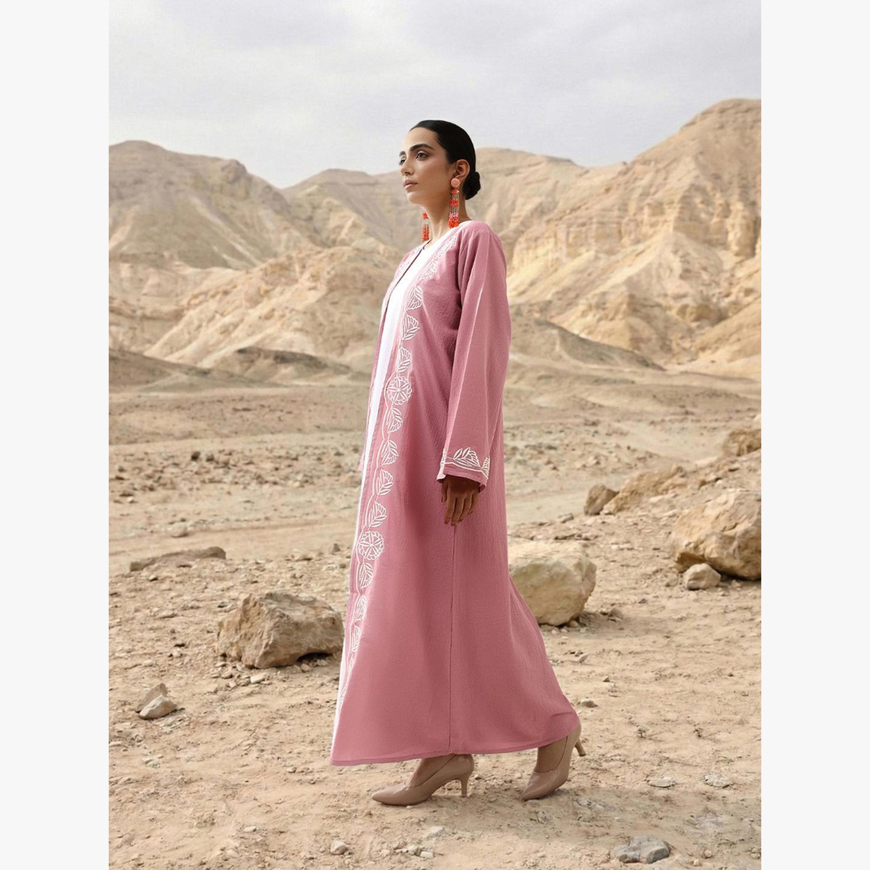 Ishin X Styli 3-Piece Embroidered Abaya, Maxi Dress and Hijab Set-women-arabicclothing-sets-image-4