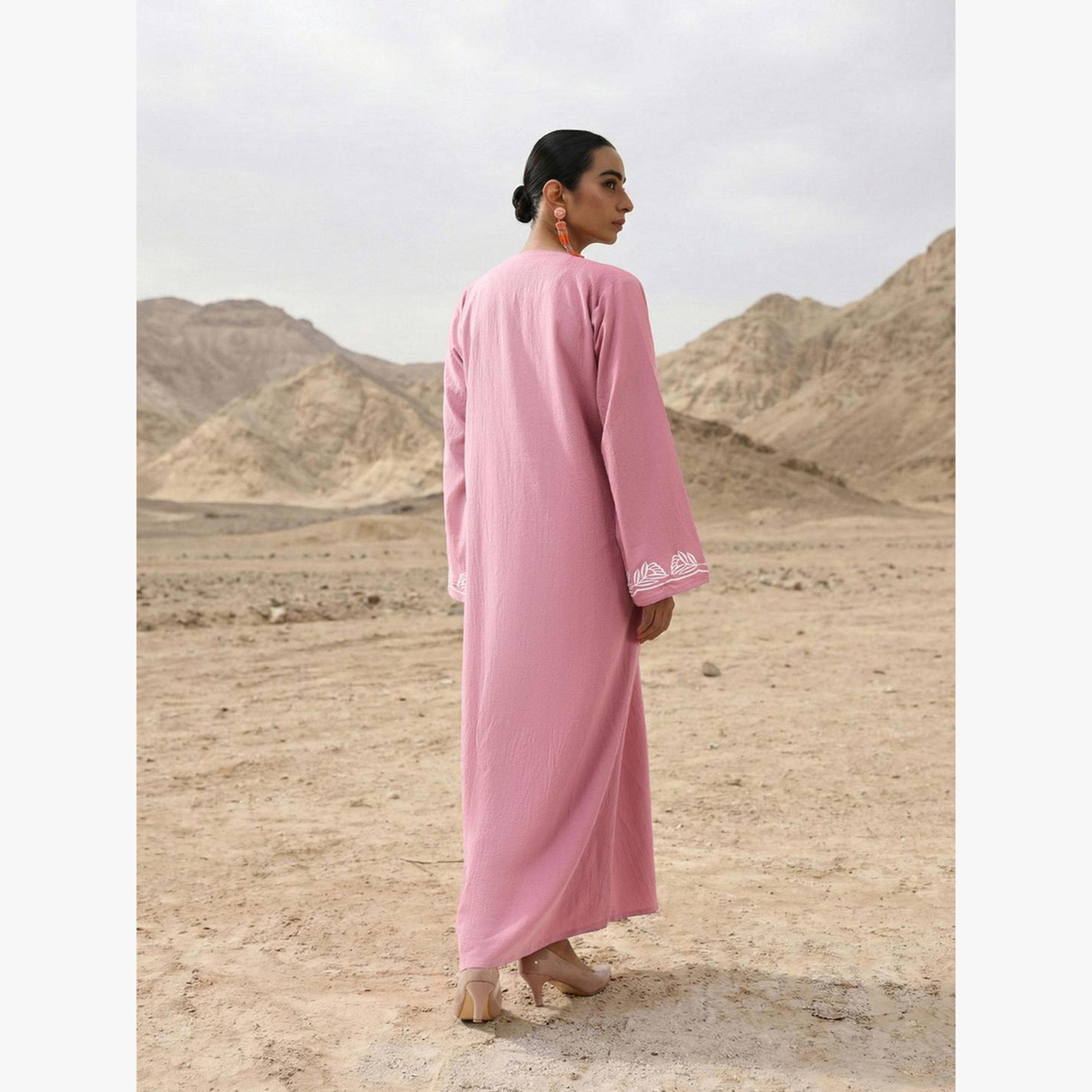 Ishin X Styli 3-Piece Embroidered Abaya, Maxi Dress and Hijab Set-women-arabicclothing-sets-image-5
