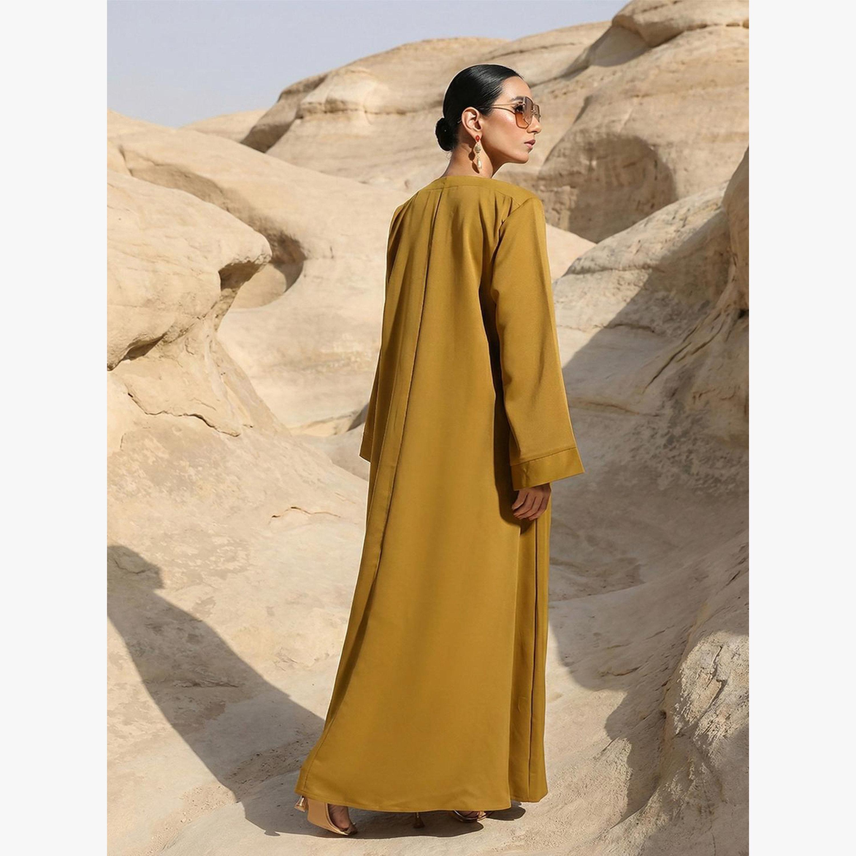 Ishin X Styli Olive Georgette Regular Abaya with Embellished Hijab-women-arabicclothing-headscarf-hijab-image-5