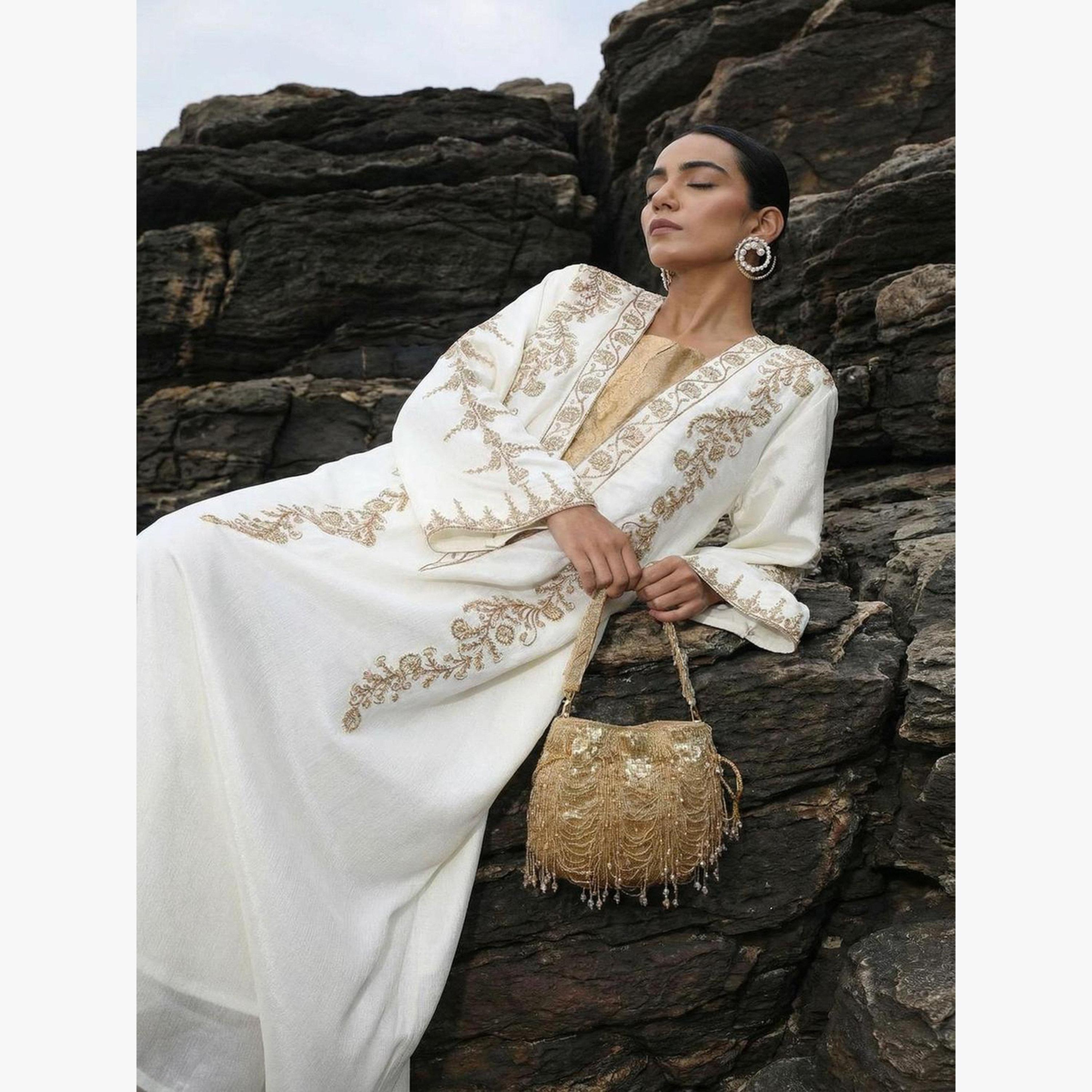 Ishin X Styli Cream Relaxed Embroidered Abaya-women-arabicclothing-abayas-image-5