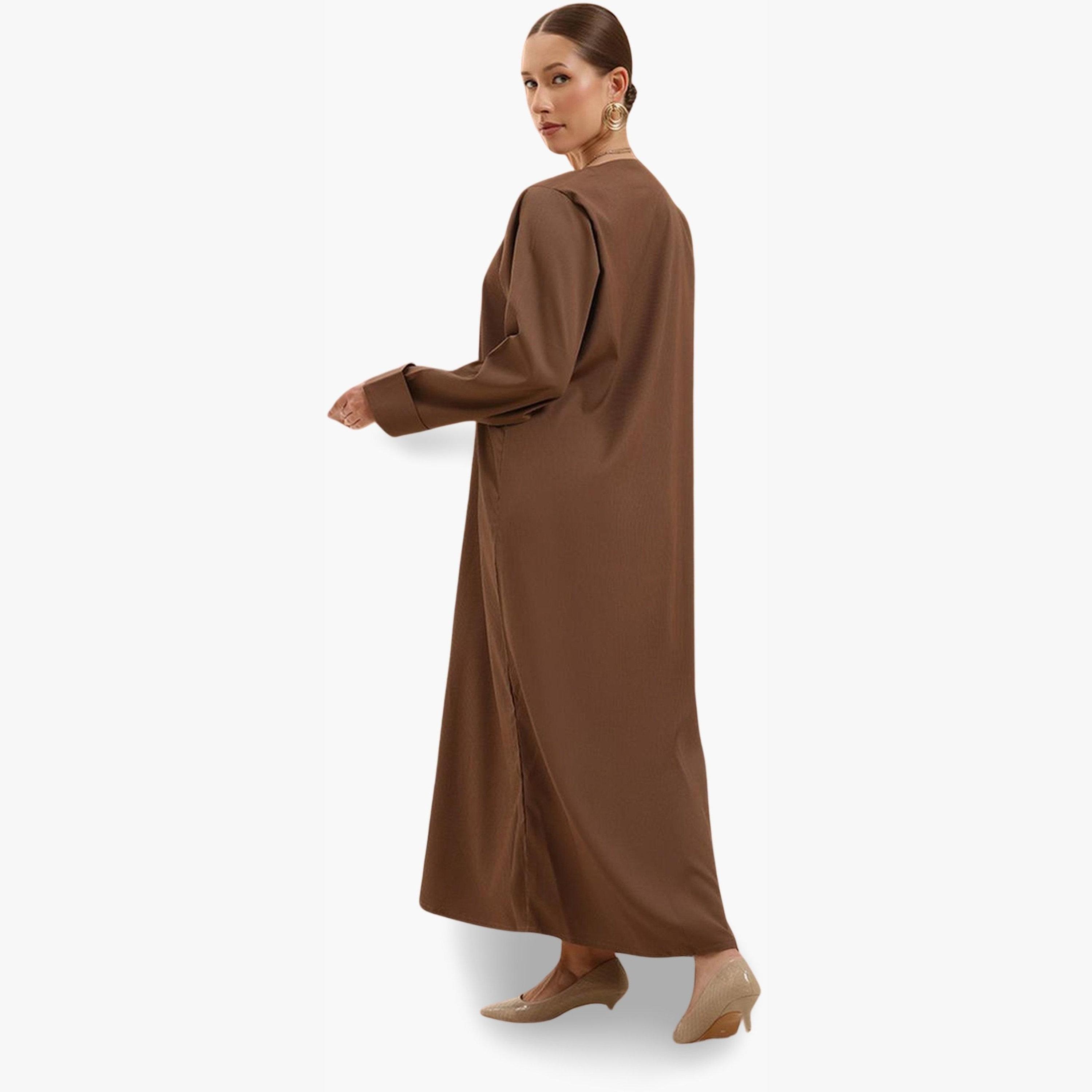 عباية قطن بقصة عادية وتفاصيل مُجعدة مع حجاب-women-arabicclothing-headscarf-hijab-image-3