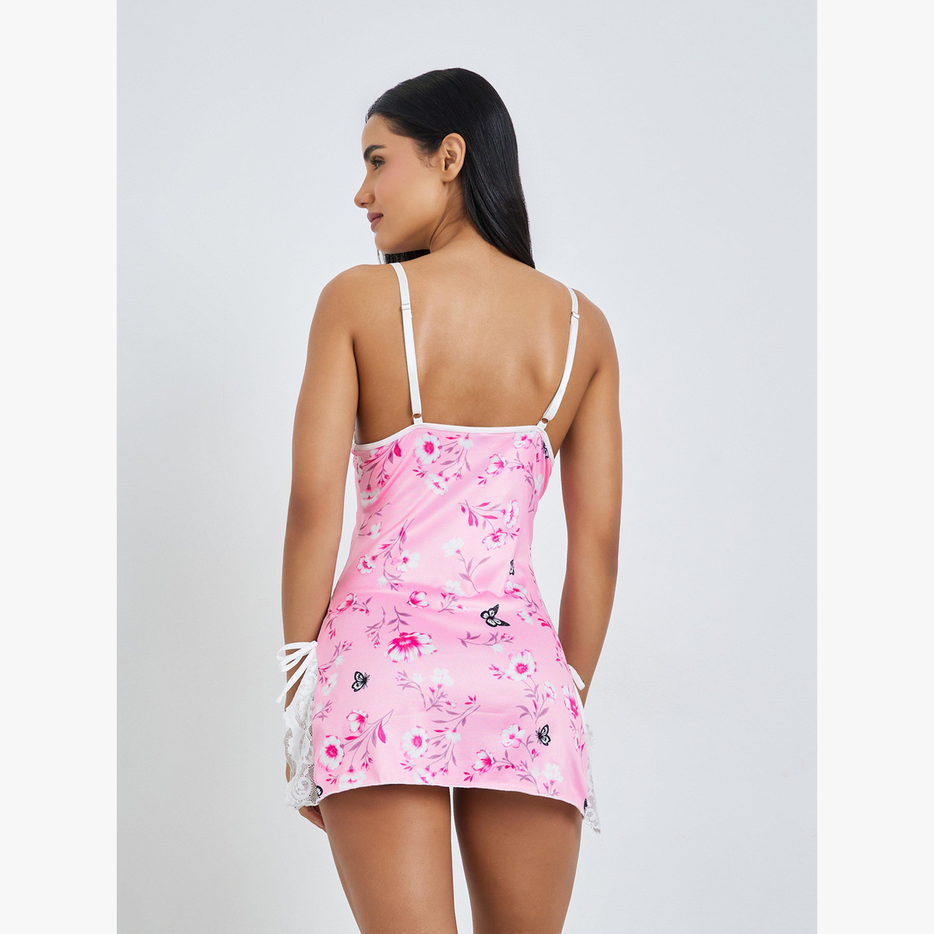 مجموعة من قميص نوم وسروال داخلي بدانتيل-women-clothing-lingerie-babydollsandbodysuits-image-3