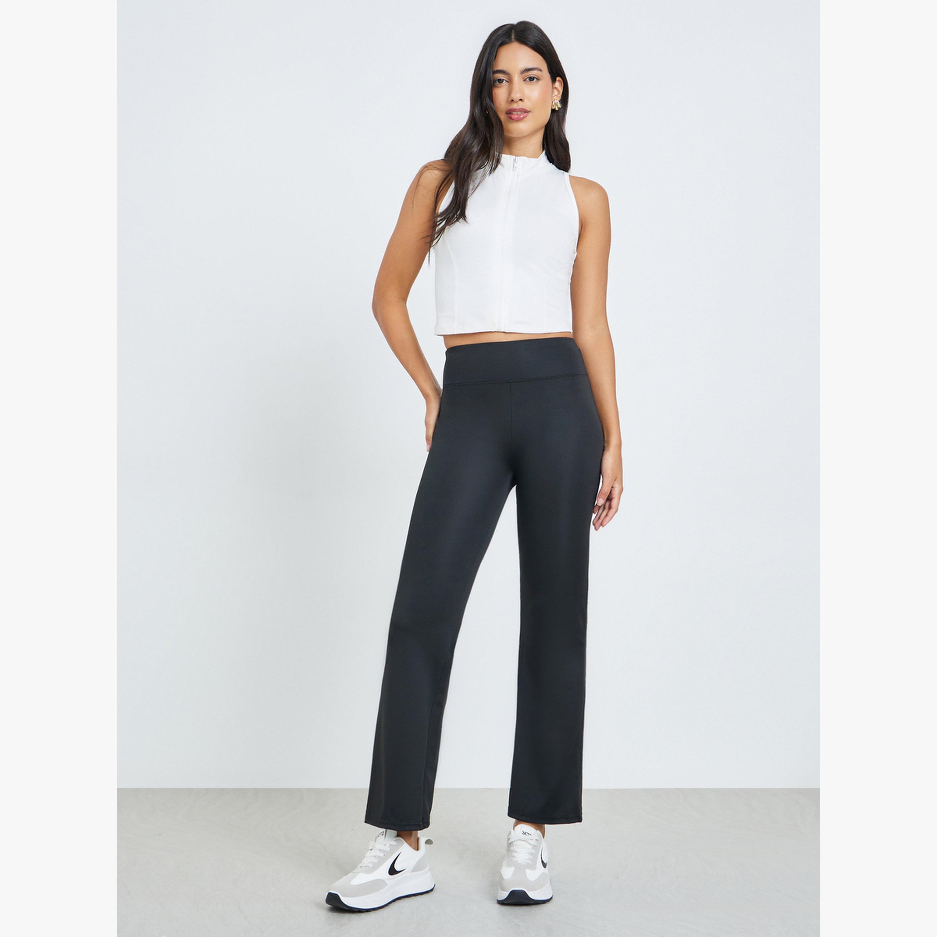Styli Black High-Rise Flare Leggings-women-clothing-bottoms-leggings-image-2